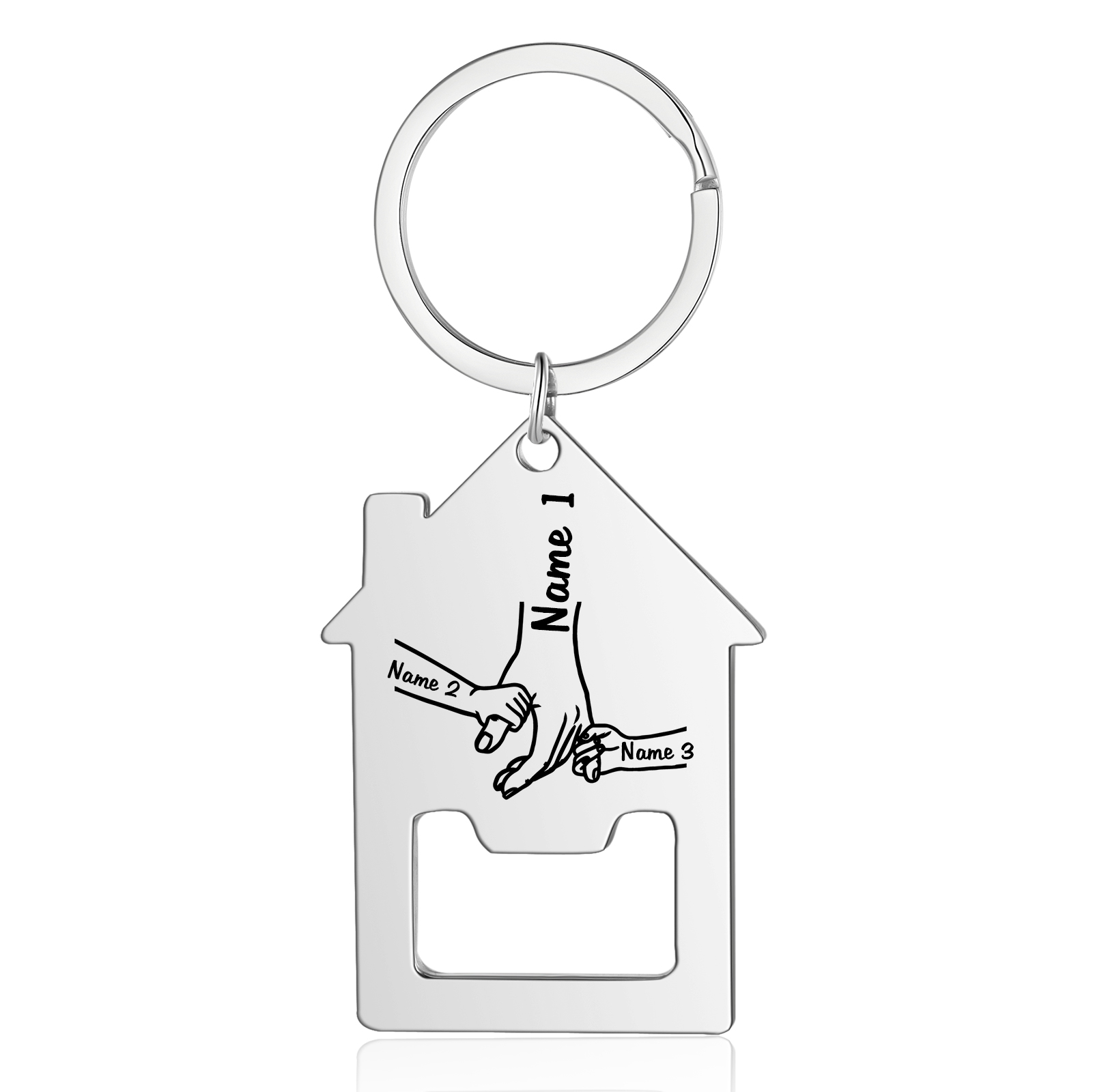 Personalised Holding Hands Keychain Custom 2–5 Names Bottle Opener House-Shaped Keyring Gifts for Family-Jessemade AU