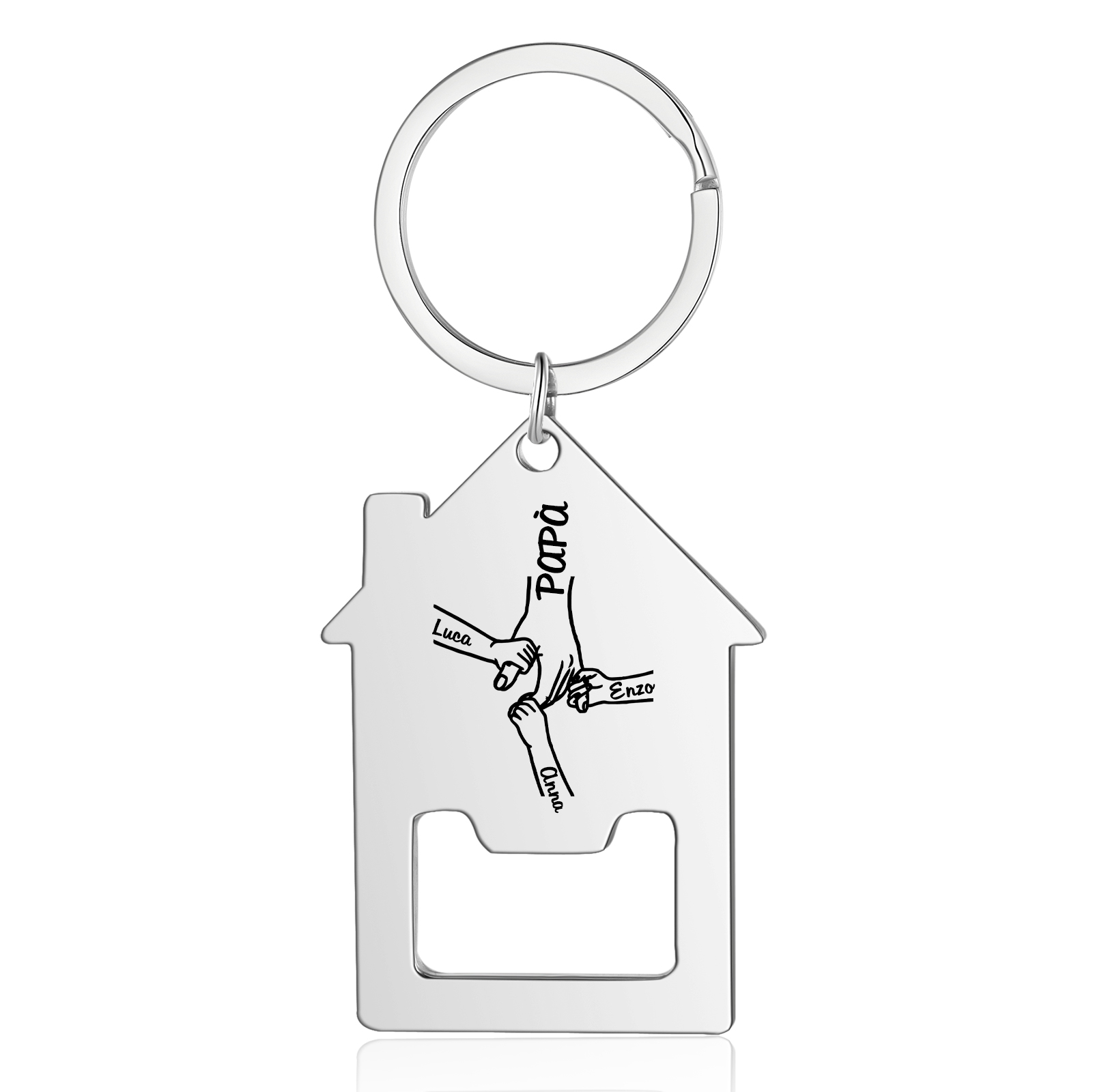 Personalised Holding Hands Keychain Custom 2–5 Names Bottle Opener House-Shaped Keyring Gifts for Family-Jessemade AU