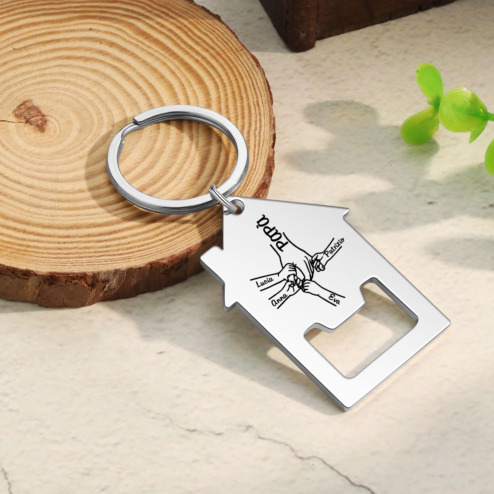 Personalised Holding Hands Keychain Custom 2–5 Names Bottle Opener House-Shaped Keyring Gifts for Family-Jessemade AU