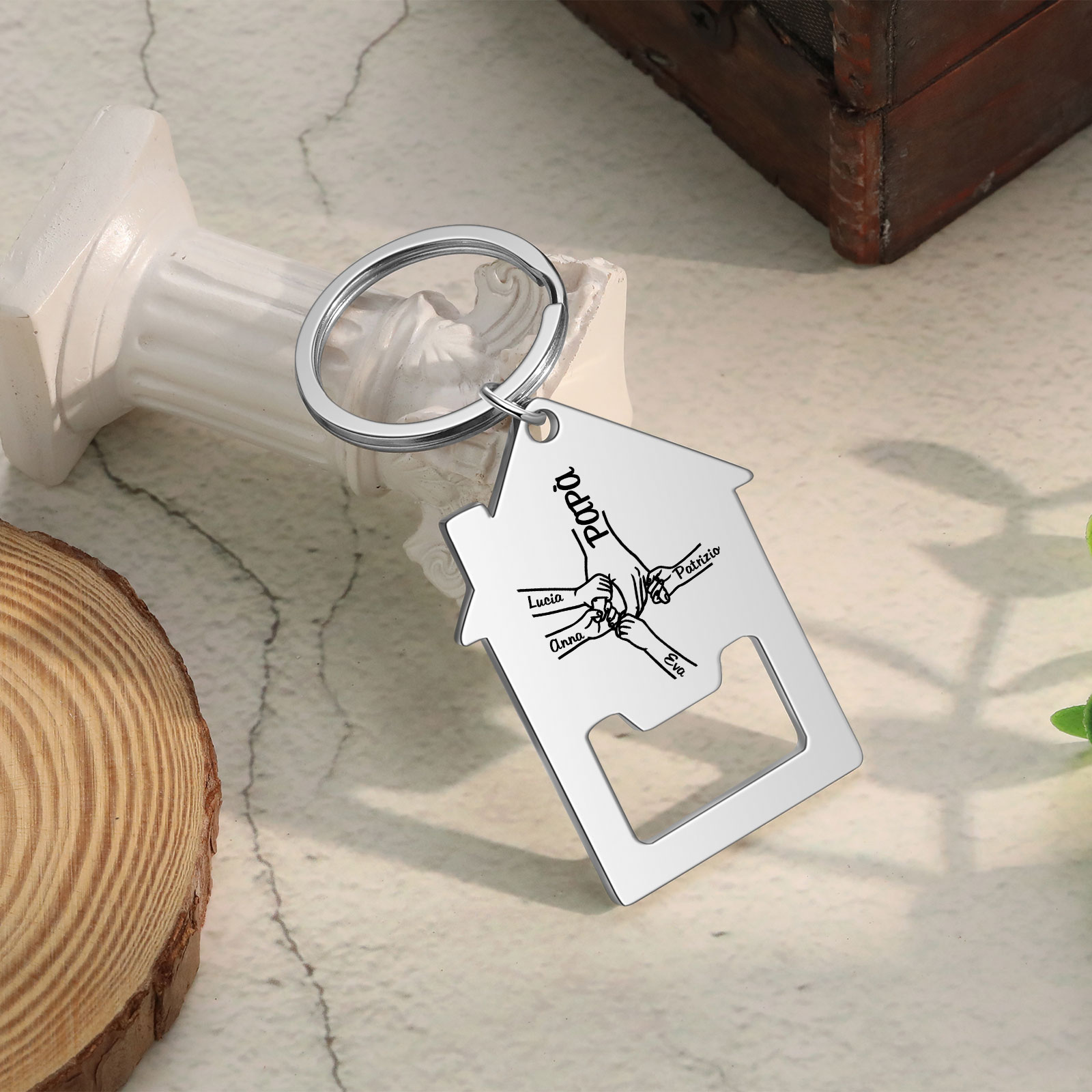Personalised Holding Hands Keychain Custom 2–5 Names Bottle Opener House-Shaped Keyring Gifts for Family-Jessemade AU