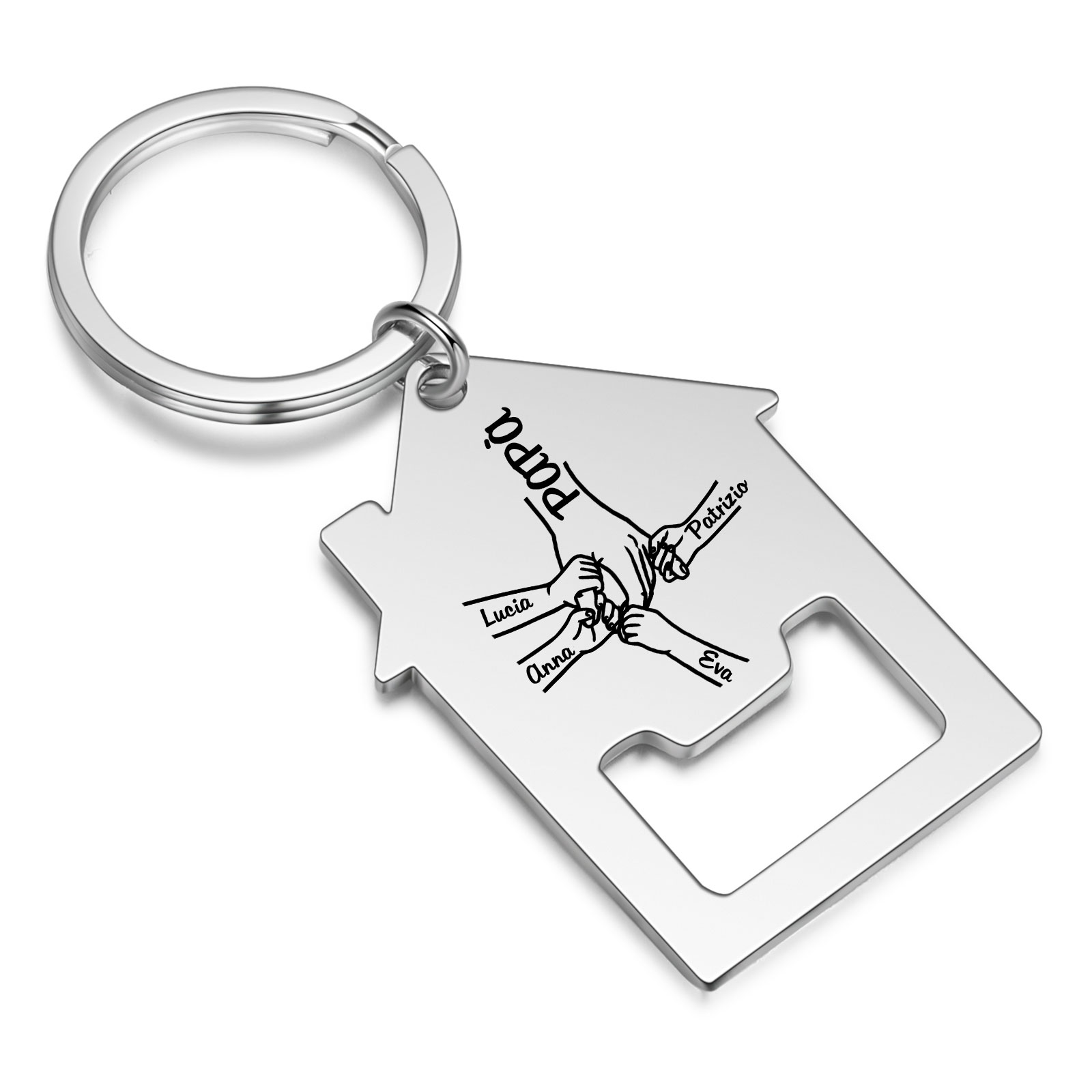 Personalised Holding Hands Keychain Custom 2–5 Names Bottle Opener House-Shaped Keyring Gifts for Family-Jessemade AU