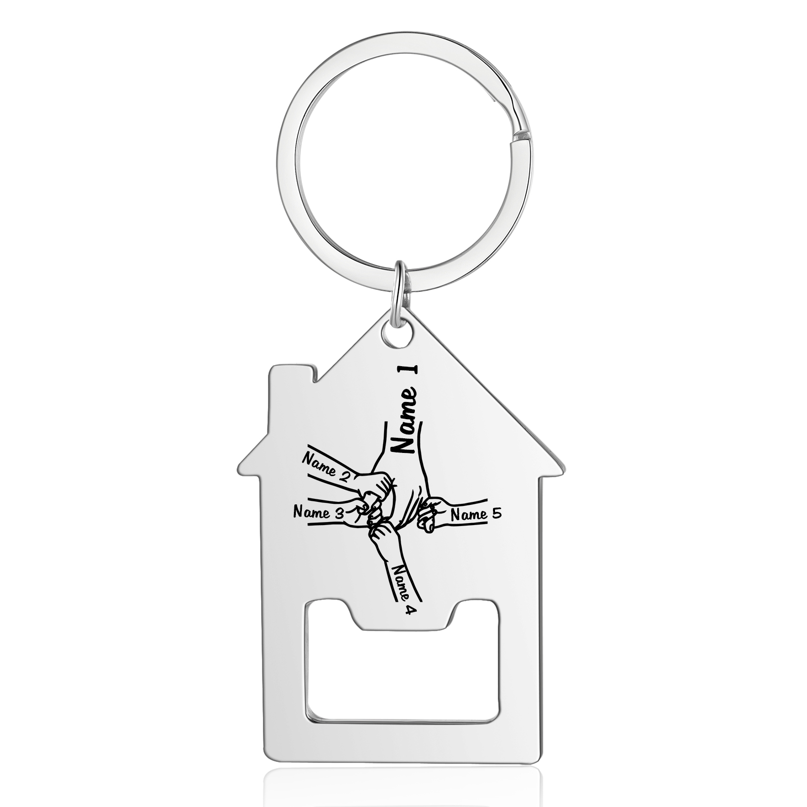 Personalised Holding Hands Keychain Custom 2–5 Names Bottle Opener House-Shaped Keyring Gifts for Family-Jessemade AU