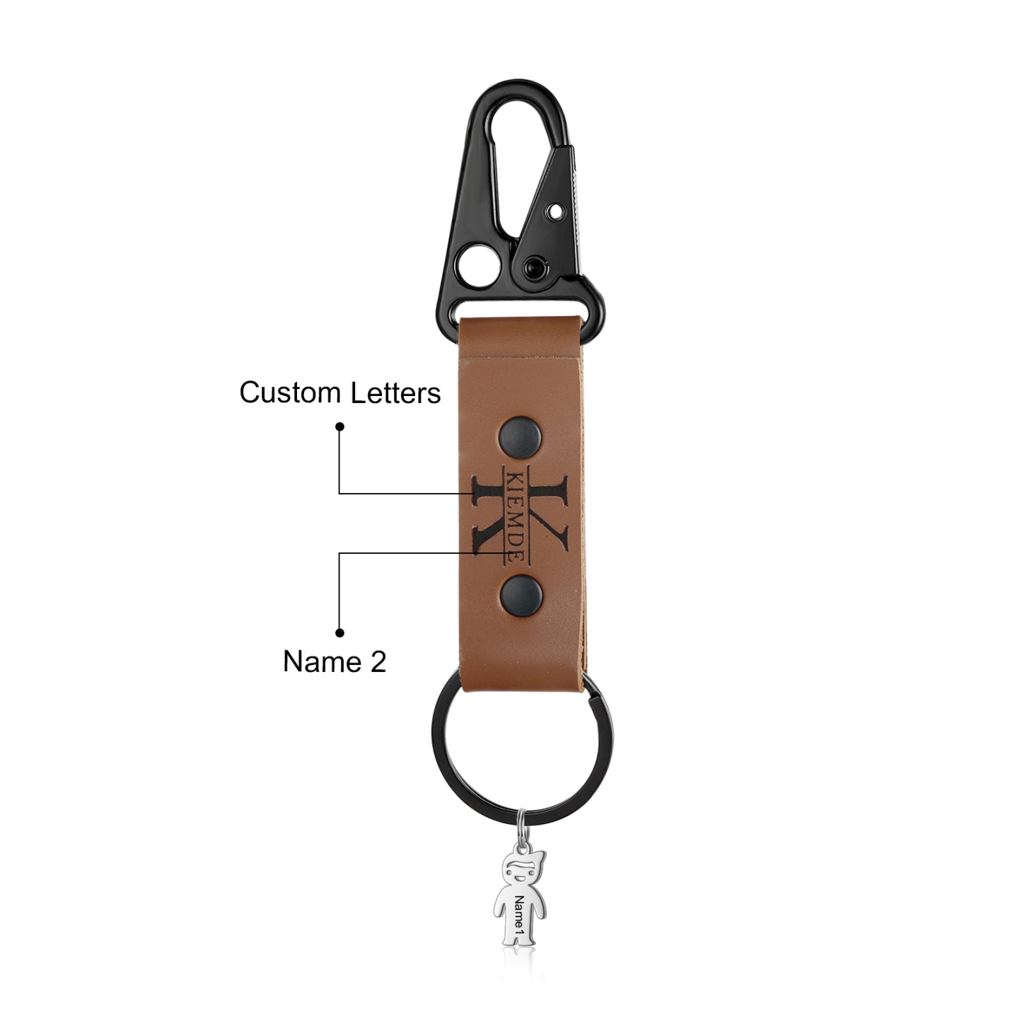 Personalised Men Leather Keychain Custom 2-7 Names & 1 Letter Keyring Gift for Dad/Grandpa | Jessemade-Jessemade AU