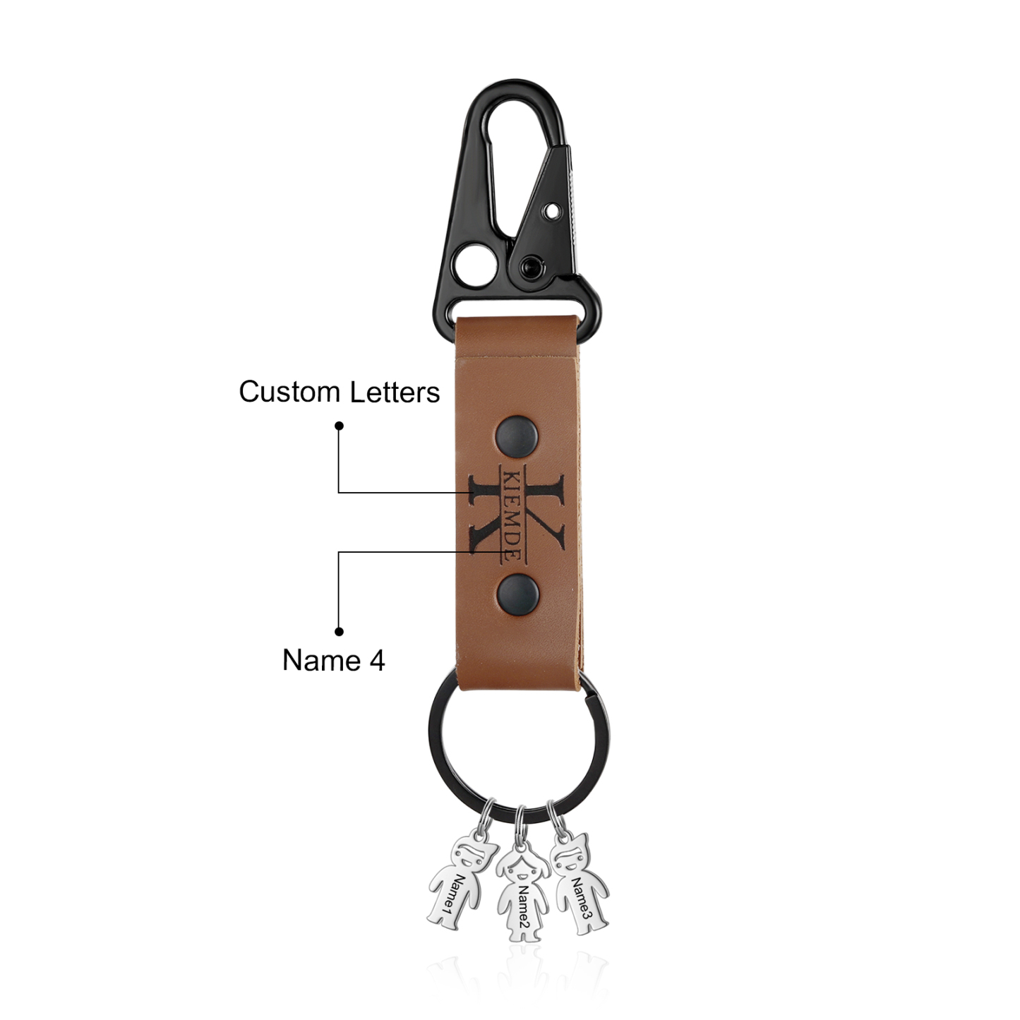 Personalised Men Leather Keychain Custom 2-7 Names & 1 Letter Keyring Gift for Dad/Grandpa | Jessemade-Jessemade AU