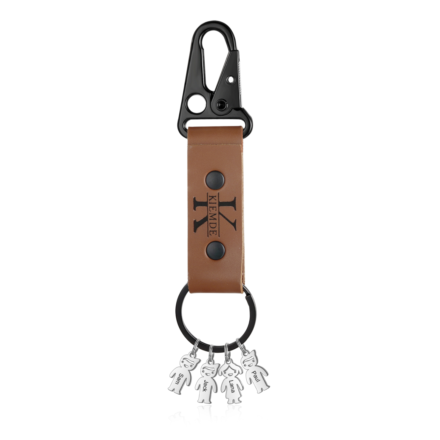 Personalised Men Leather Keychain Custom 2-7 Names & 1 Letter Keyring Gift for Dad/Grandpa | Jessemade-Jessemade AU