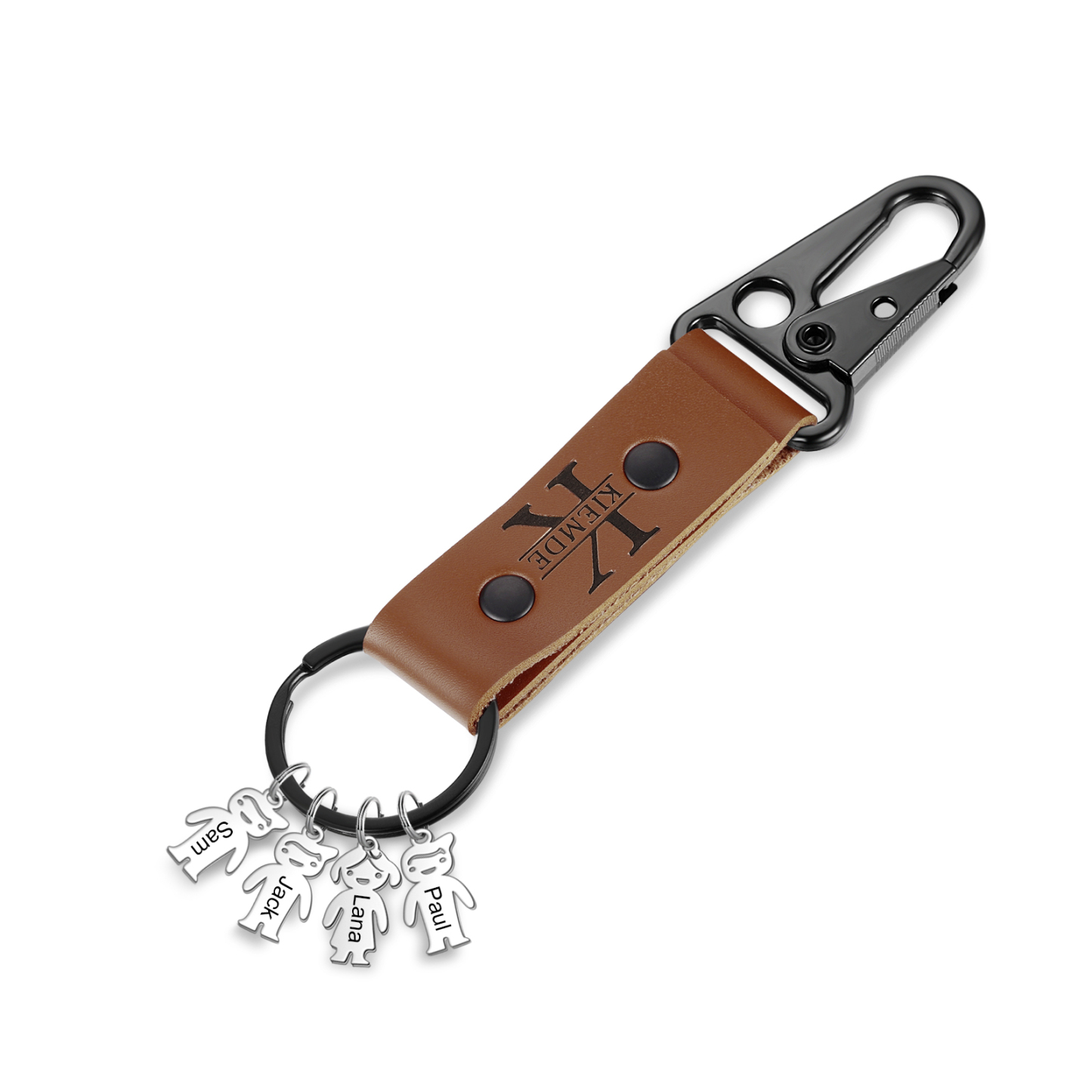 Personalised Men Leather Keychain Custom 2-7 Names & 1 Letter Keyring Gift for Dad/Grandpa | Jessemade-Jessemade AU