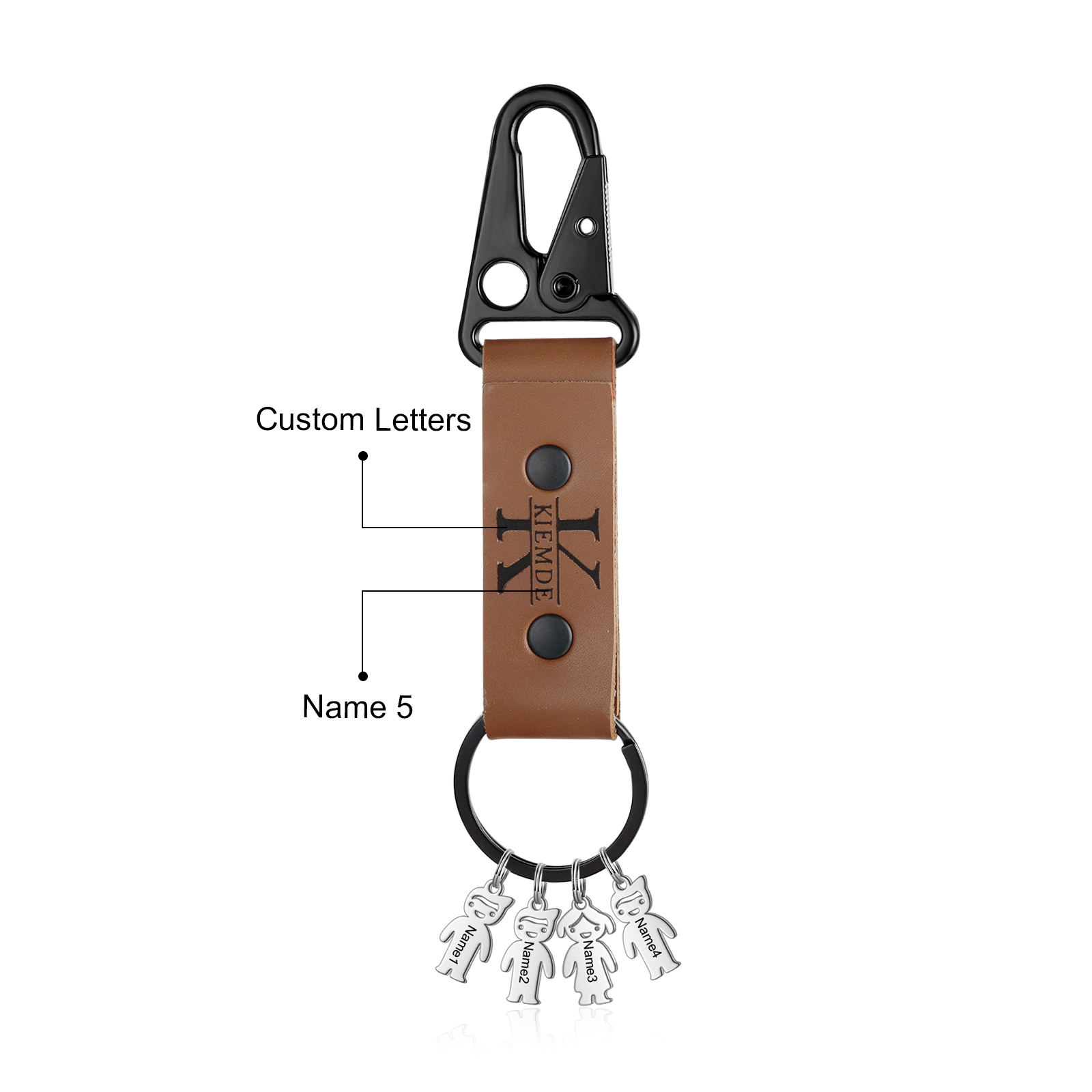 Personalised Men Leather Keychain Custom 2-7 Names & 1 Letter Keyring Gift for Dad/Grandpa | Jessemade-Jessemade AU