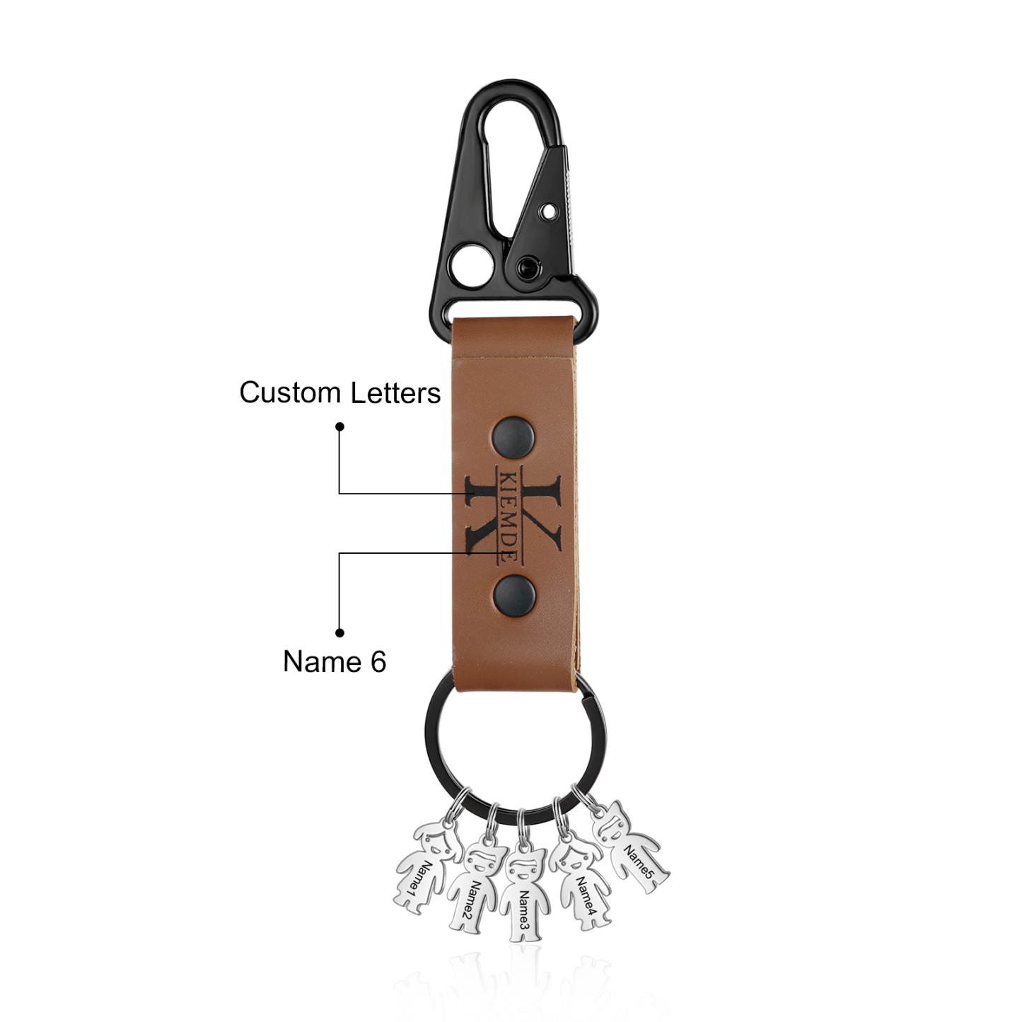 Personalised Men Leather Keychain Custom 2-7 Names & 1 Letter Keyring Gift for Dad/Grandpa | Jessemade-Jessemade AU