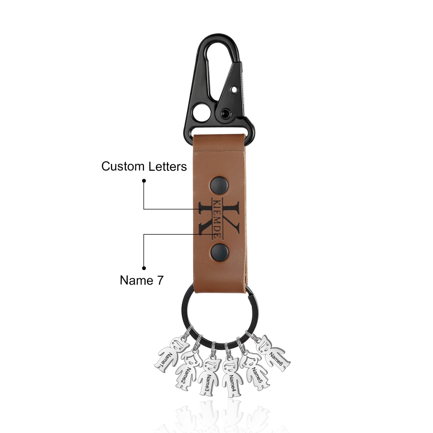 Personalised Men Leather Keychain Custom 2-7 Names & 1 Letter Keyring Gift for Dad/Grandpa | Jessemade-Jessemade AU
