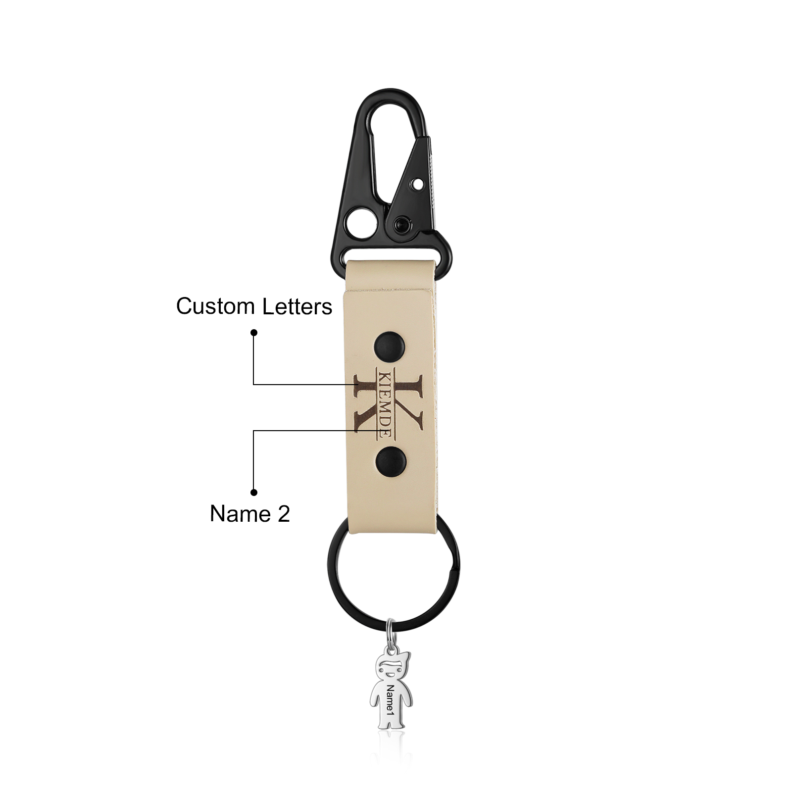 Personalised Men Leather Keychain Custom 2-7 Names & 1 Letter Keyring Gift for Dad/Grandpa | Jessemade-Jessemade AU