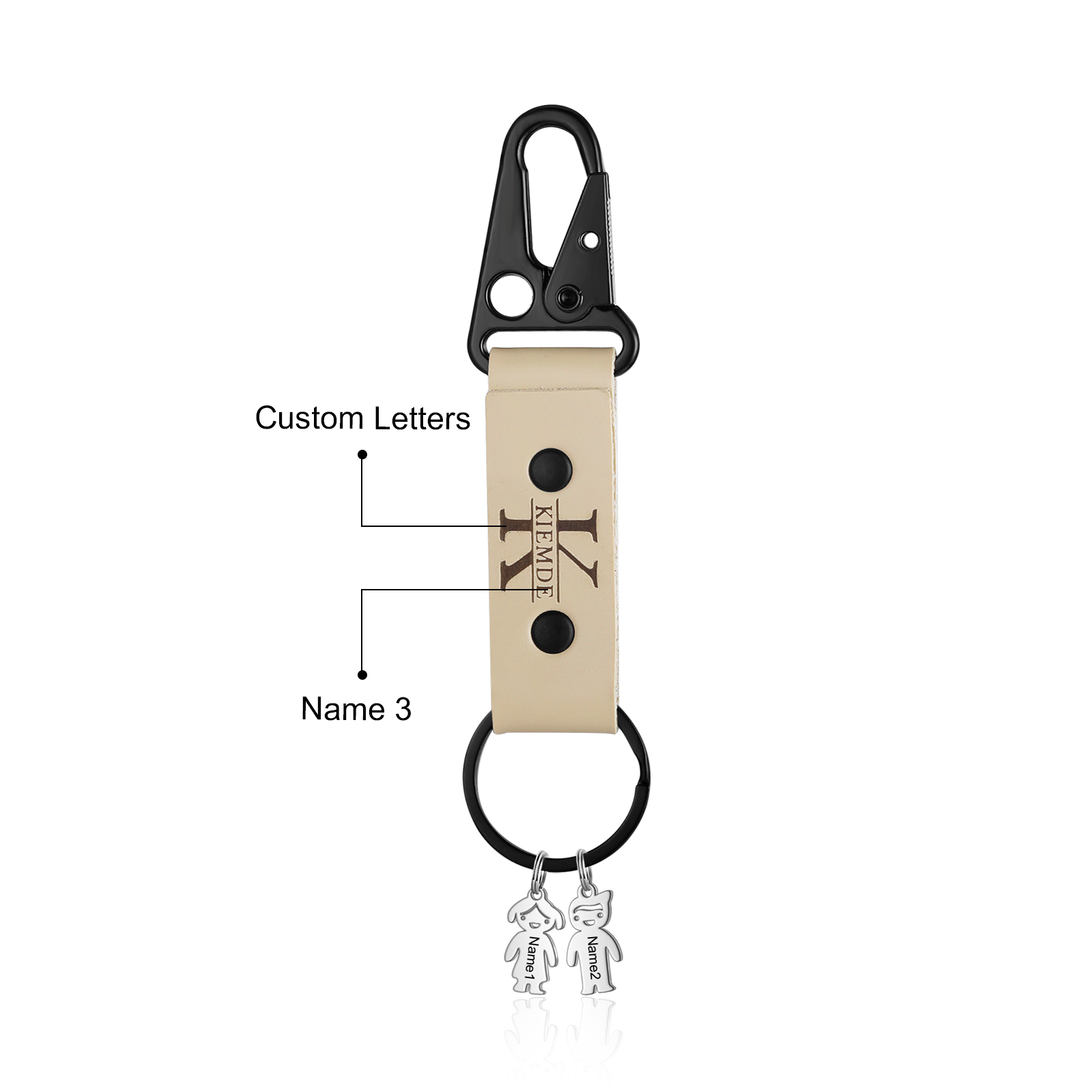 Personalised Men Leather Keychain Custom 2-7 Names & 1 Letter Keyring Gift for Dad/Grandpa | Jessemade-Jessemade AU