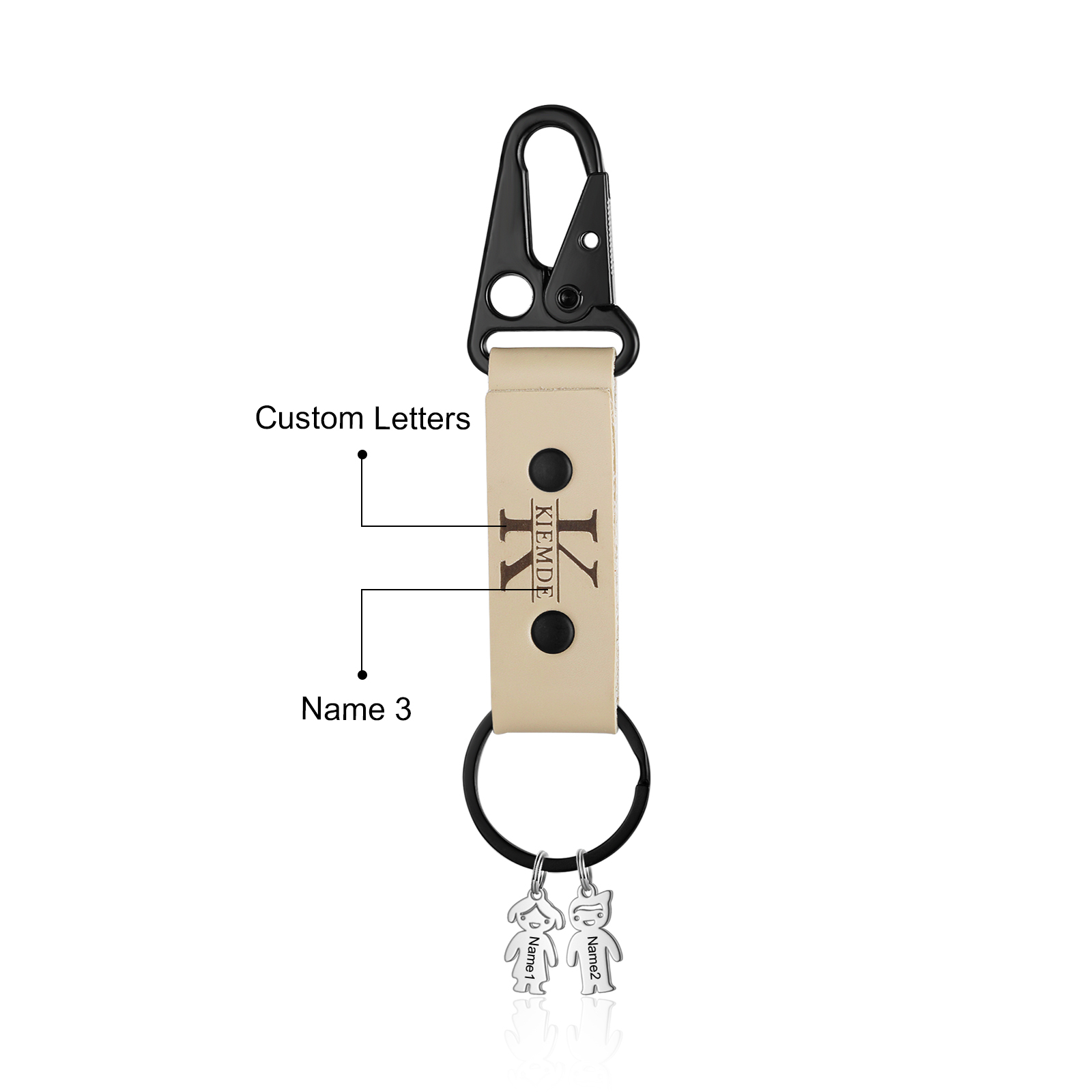 Personalised Men Leather Keychain Custom 2-7 Names & 1 Letter Keyring Gift for Dad/Grandpa | Jessemade-Jessemade AU