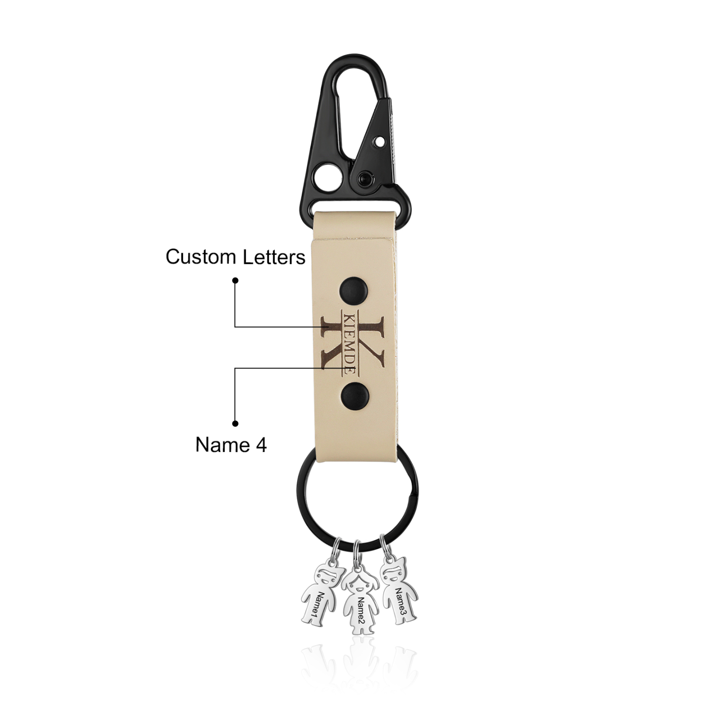 Personalised Men Leather Keychain Custom 2-7 Names & 1 Letter Keyring Gift for Dad/Grandpa | Jessemade-Jessemade AU