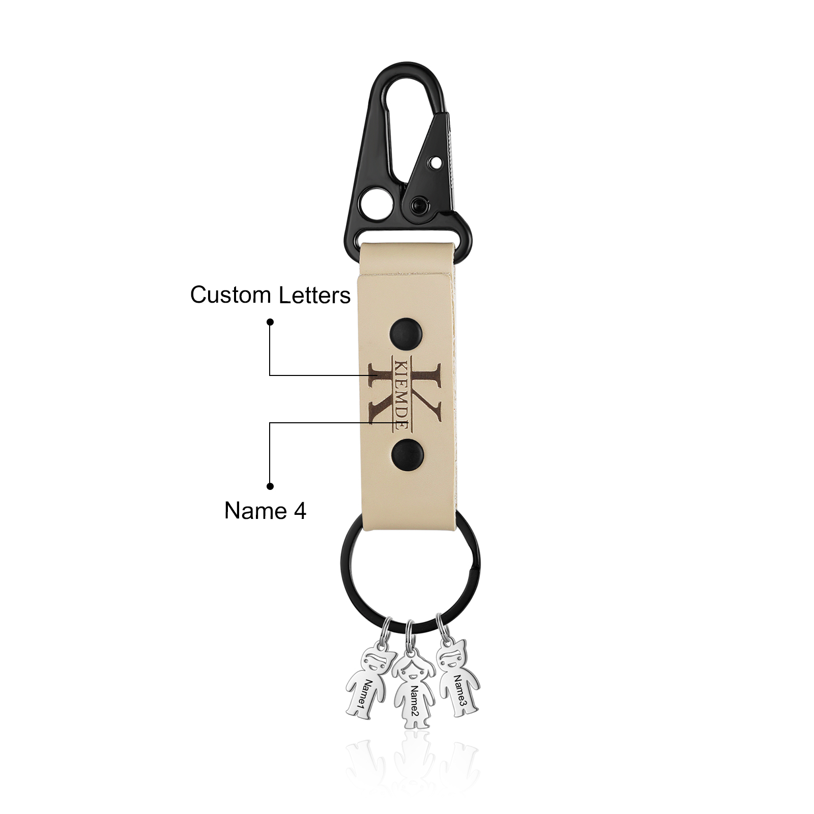 Personalised Men Leather Keychain Custom 2-7 Names & 1 Letter Keyring Gift for Dad/Grandpa | Jessemade-Jessemade AU
