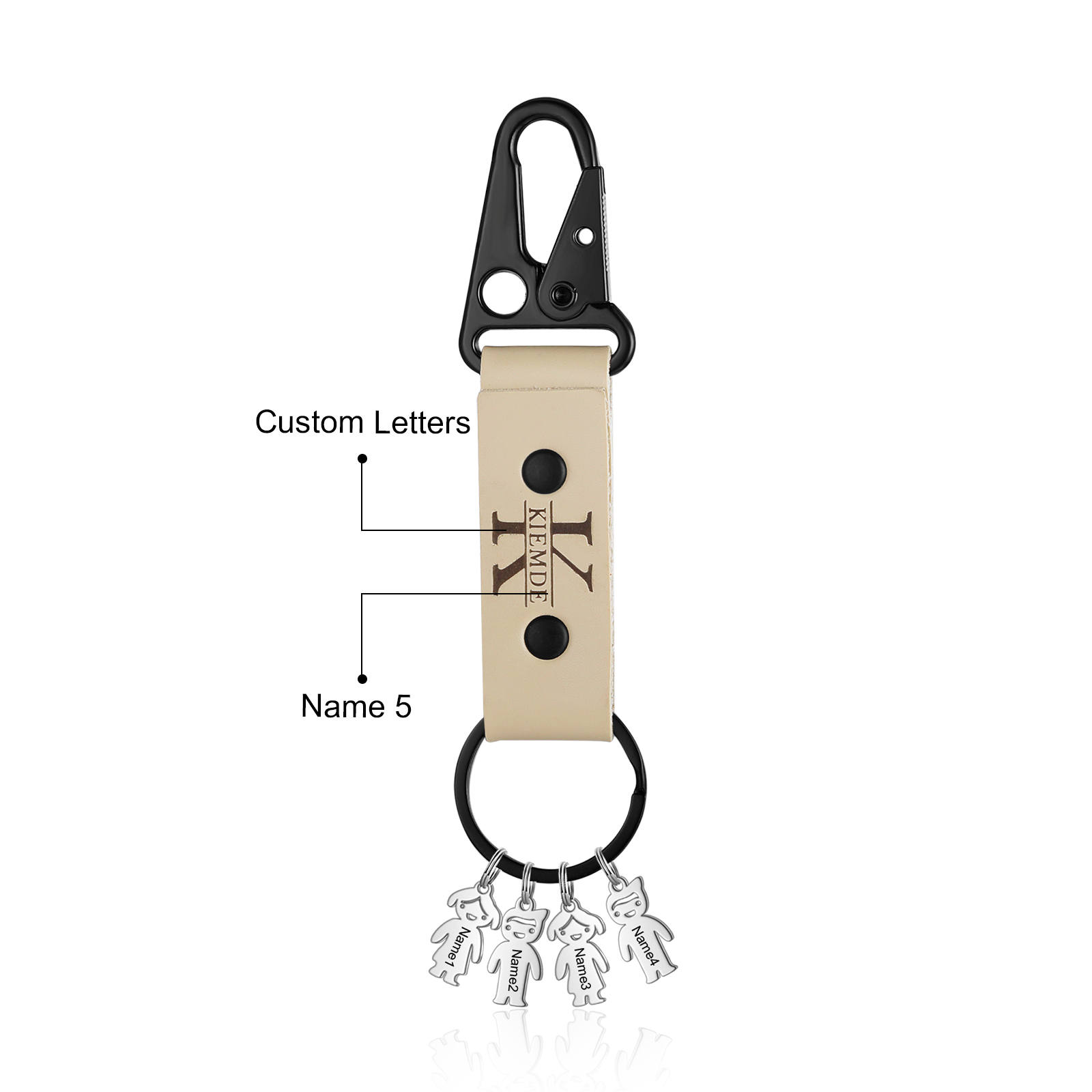 Personalised Men Leather Keychain Custom 2-7 Names & 1 Letter Keyring Gift for Dad/Grandpa | Jessemade-Jessemade AU