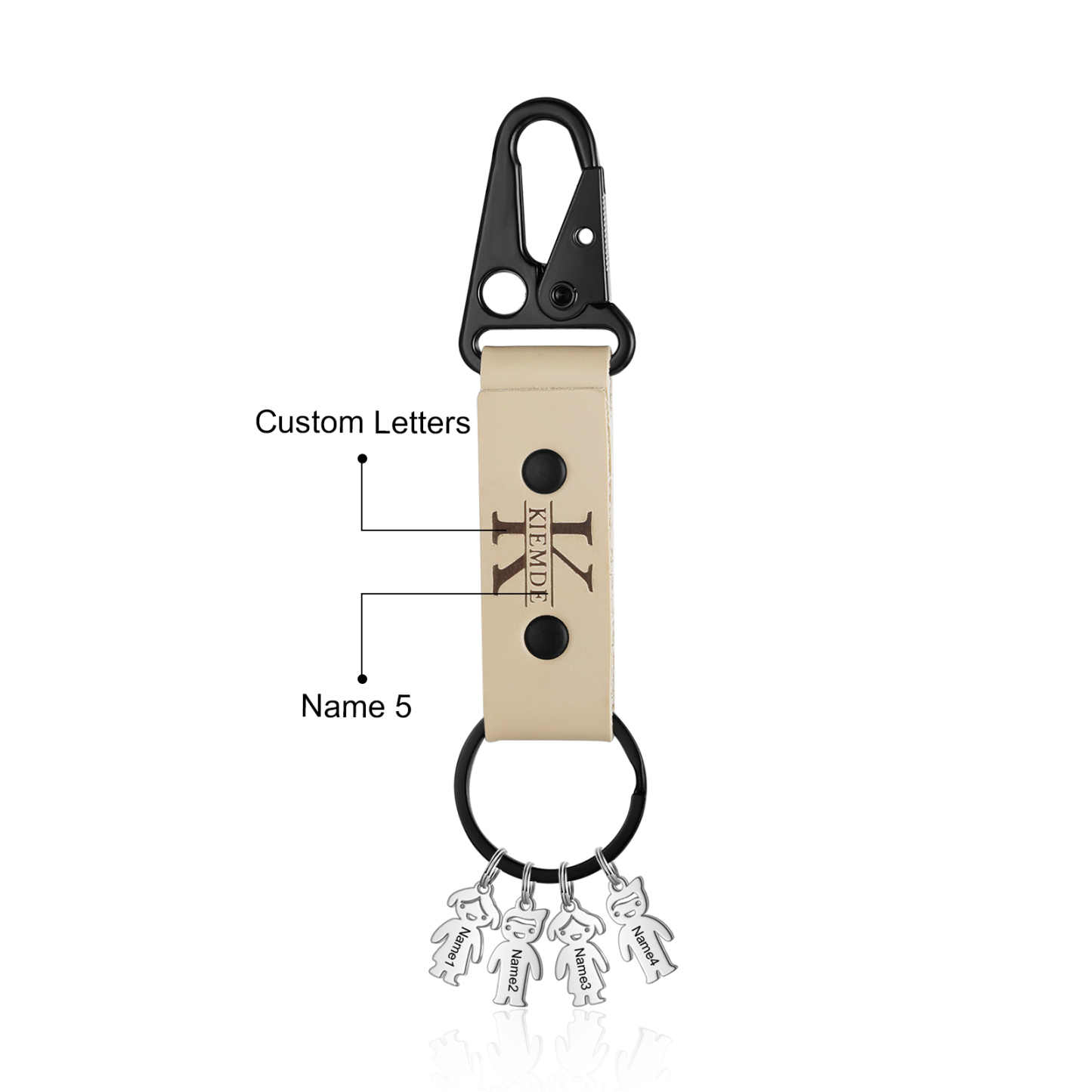 Personalised Men Leather Keychain Custom 2-7 Names & 1 Letter Keyring Gift for Dad/Grandpa | Jessemade-Jessemade AU