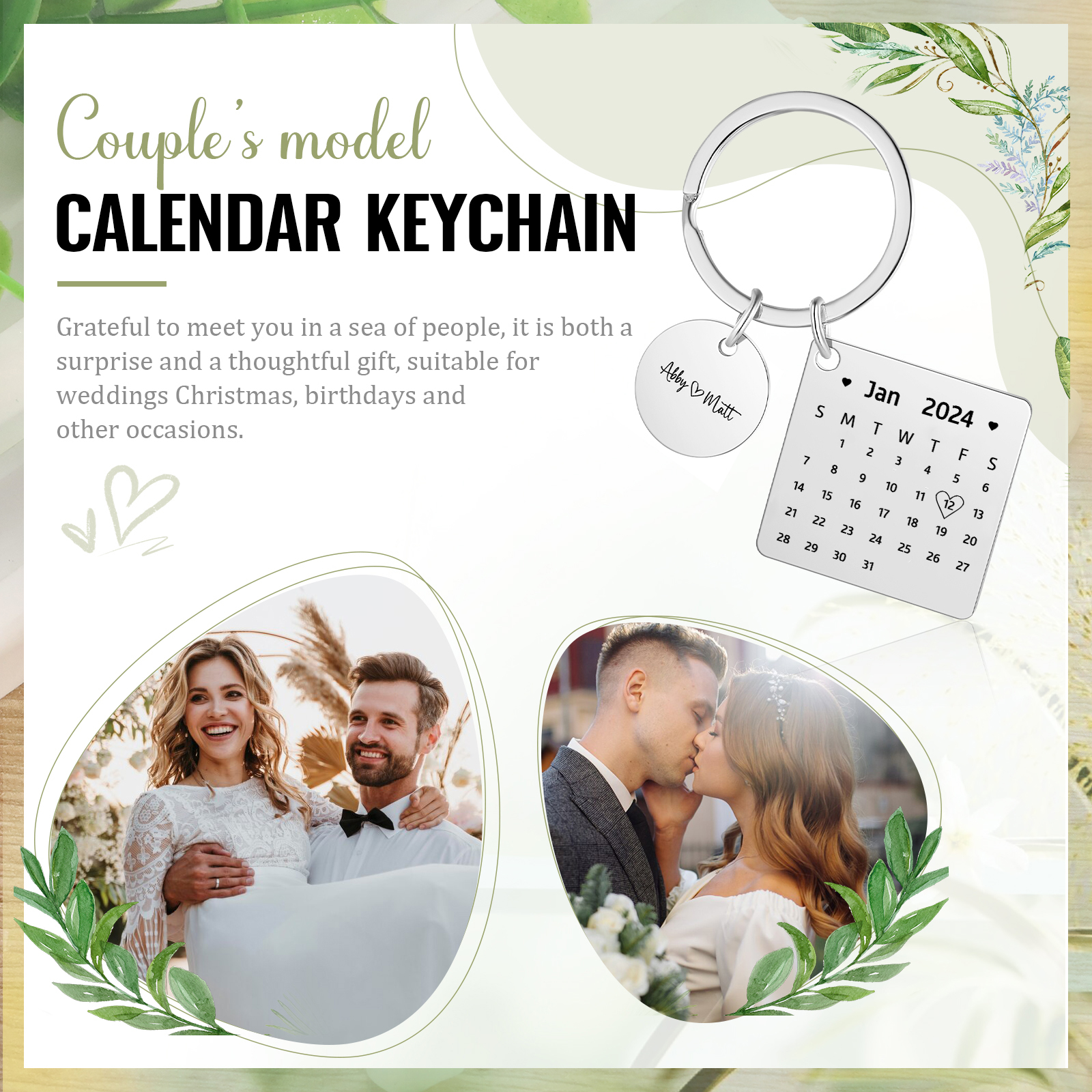 Personalised Calendar Keychain Custom Date & Text Keyring Gifts for Couple | Jessammade-Jessemade AU