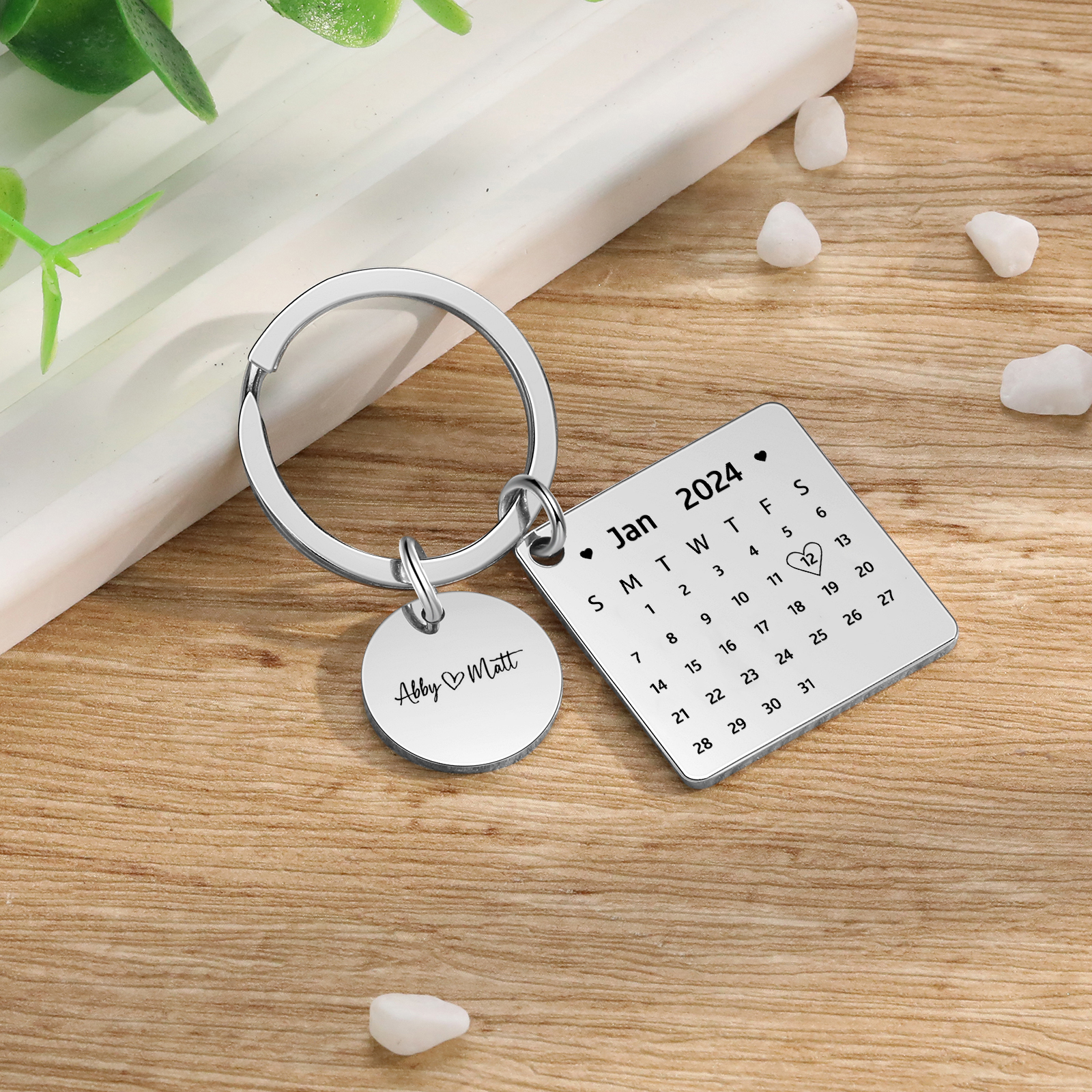 Personalised Calendar Keychain Custom Date & Text Keyring Gifts for Couple | Jessammade-Jessemade AU