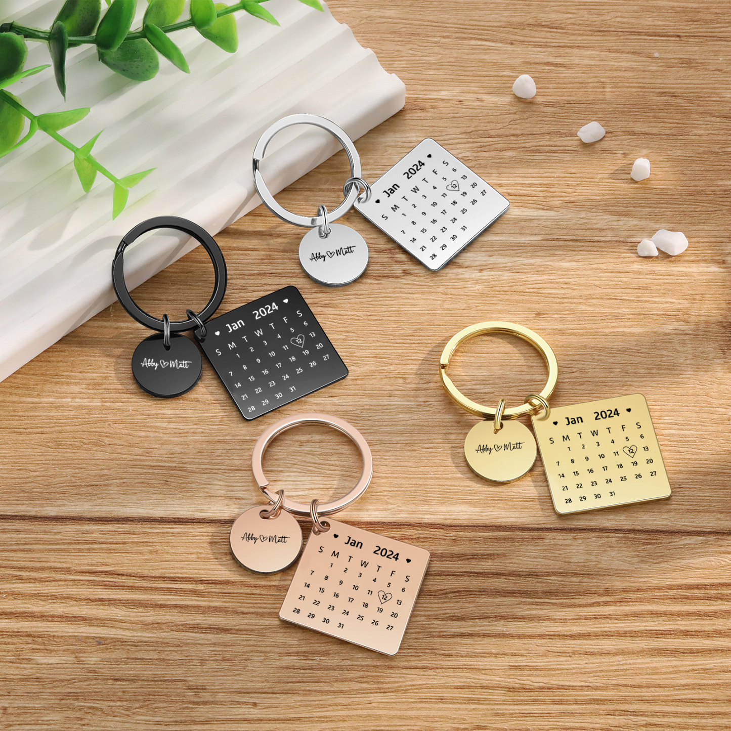 Personalised Calendar Keychain Custom Date & Text Keyring Gifts for Couple | Jessammade-Jessemade AU