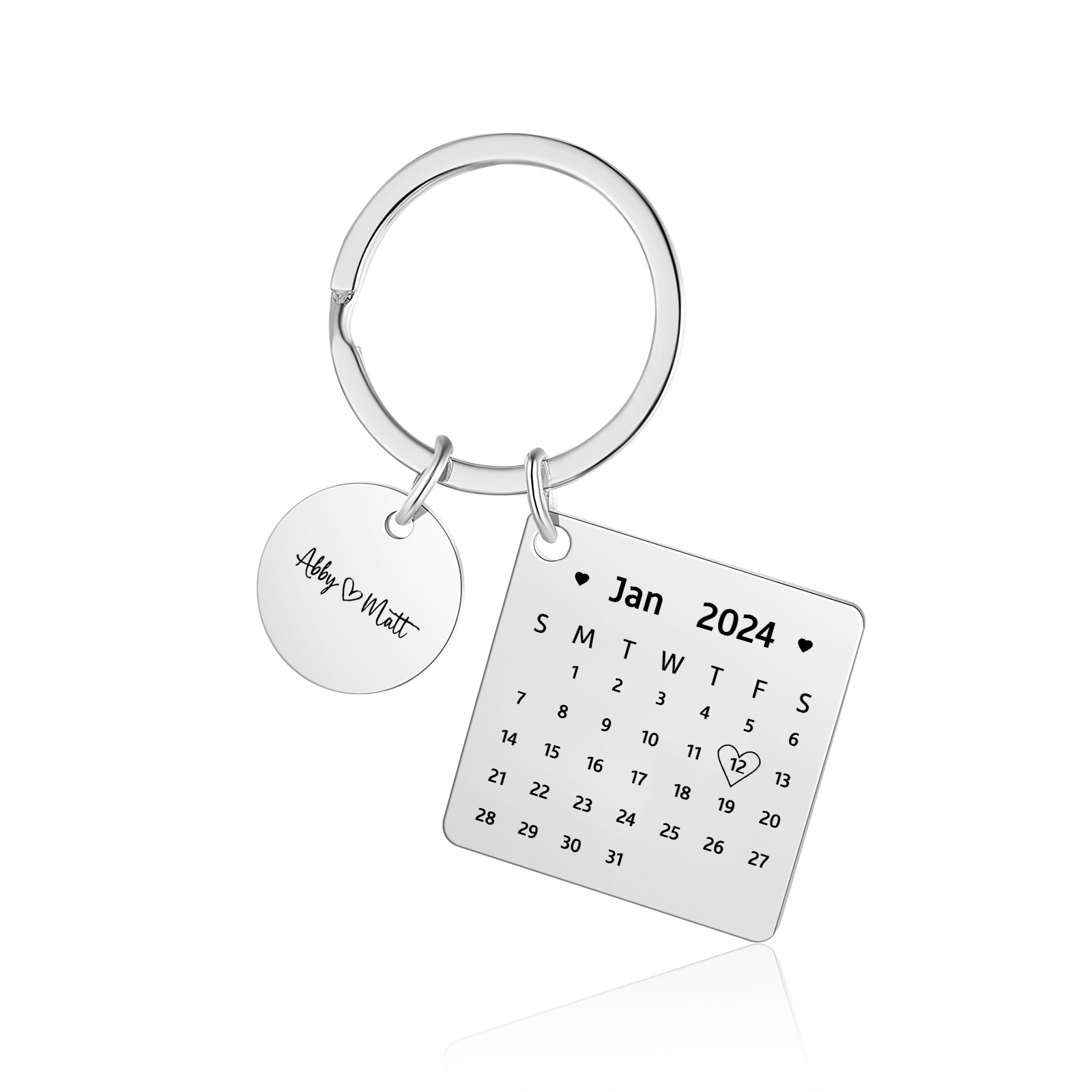 Personalised Calendar Keychain Custom Date & Text Keyring Gifts for Couple | Jessammade-Jessemade AU