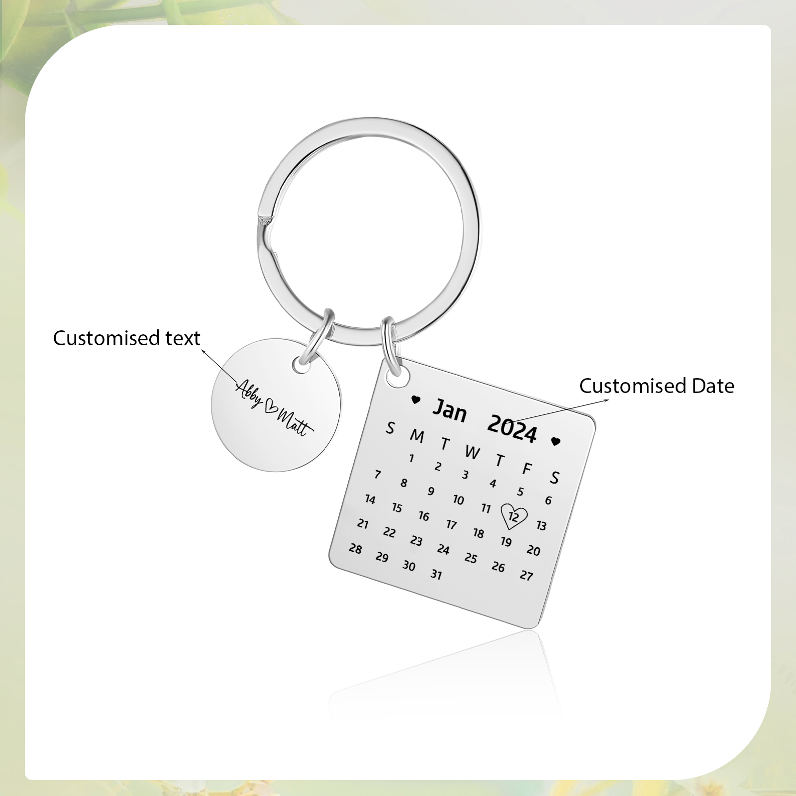 Personalised Calendar Keychain Custom Date & Text Keyring Gifts for Couple | Jessammade-Jessemade AU