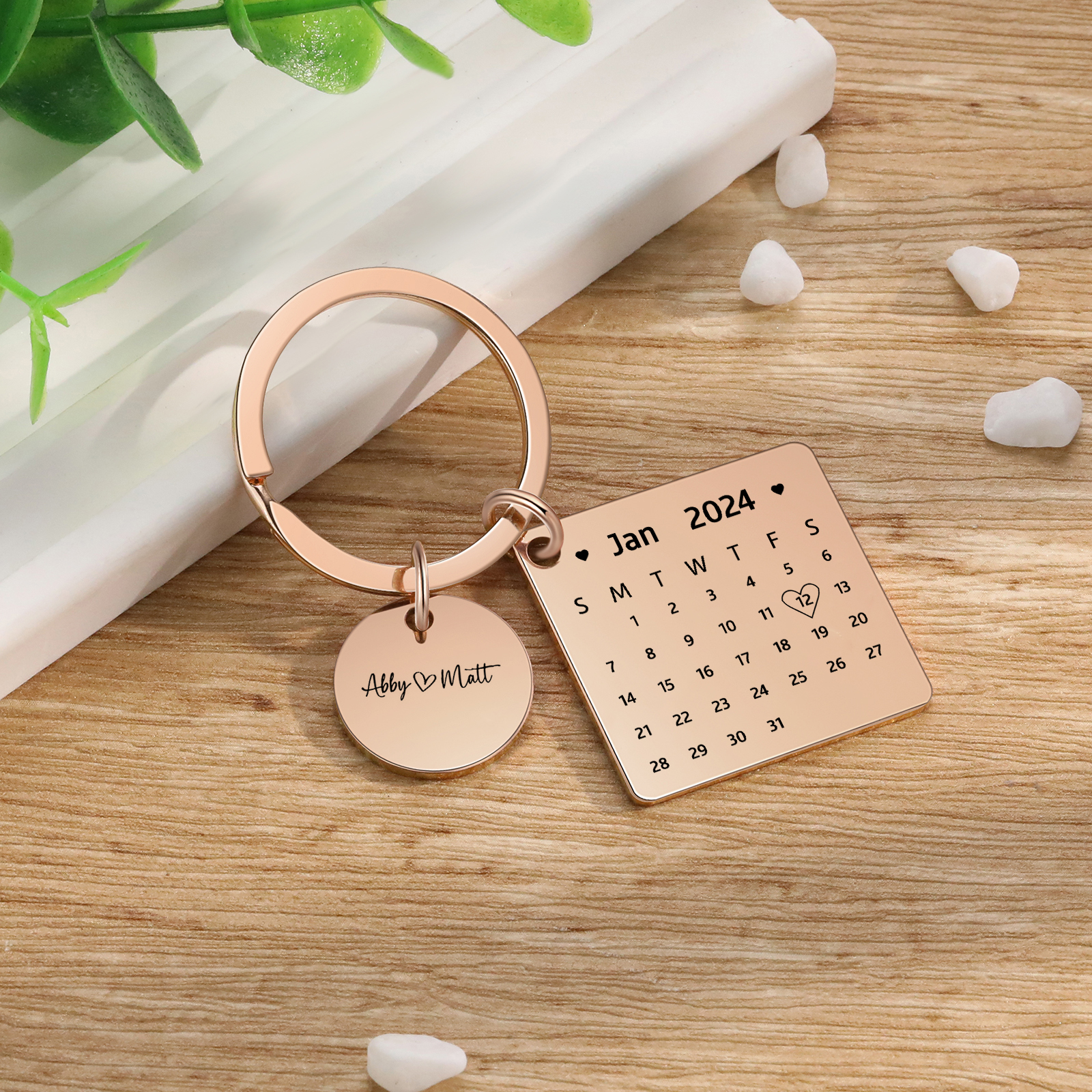 Personalised Calendar Keychain Custom Date & Text Keyring Gifts for Couple | Jessammade-Jessemade AU