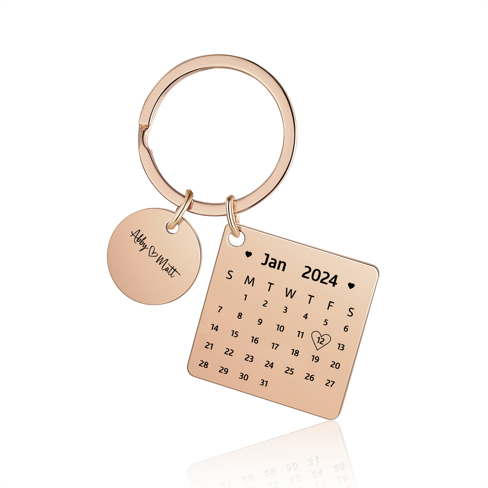 Personalised Calendar Keychain Custom Date & Text Keyring Gifts for Couple | Jessammade-Jessemade AU