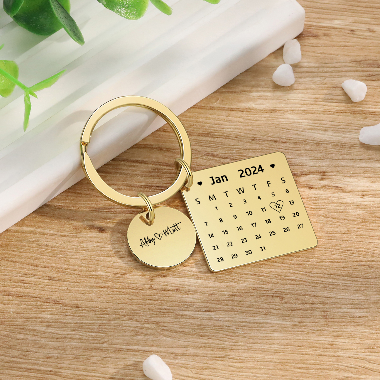 Personalised Calendar Keychain Custom Date & Text Keyring Gifts for Couple | Jessammade-Jessemade AU