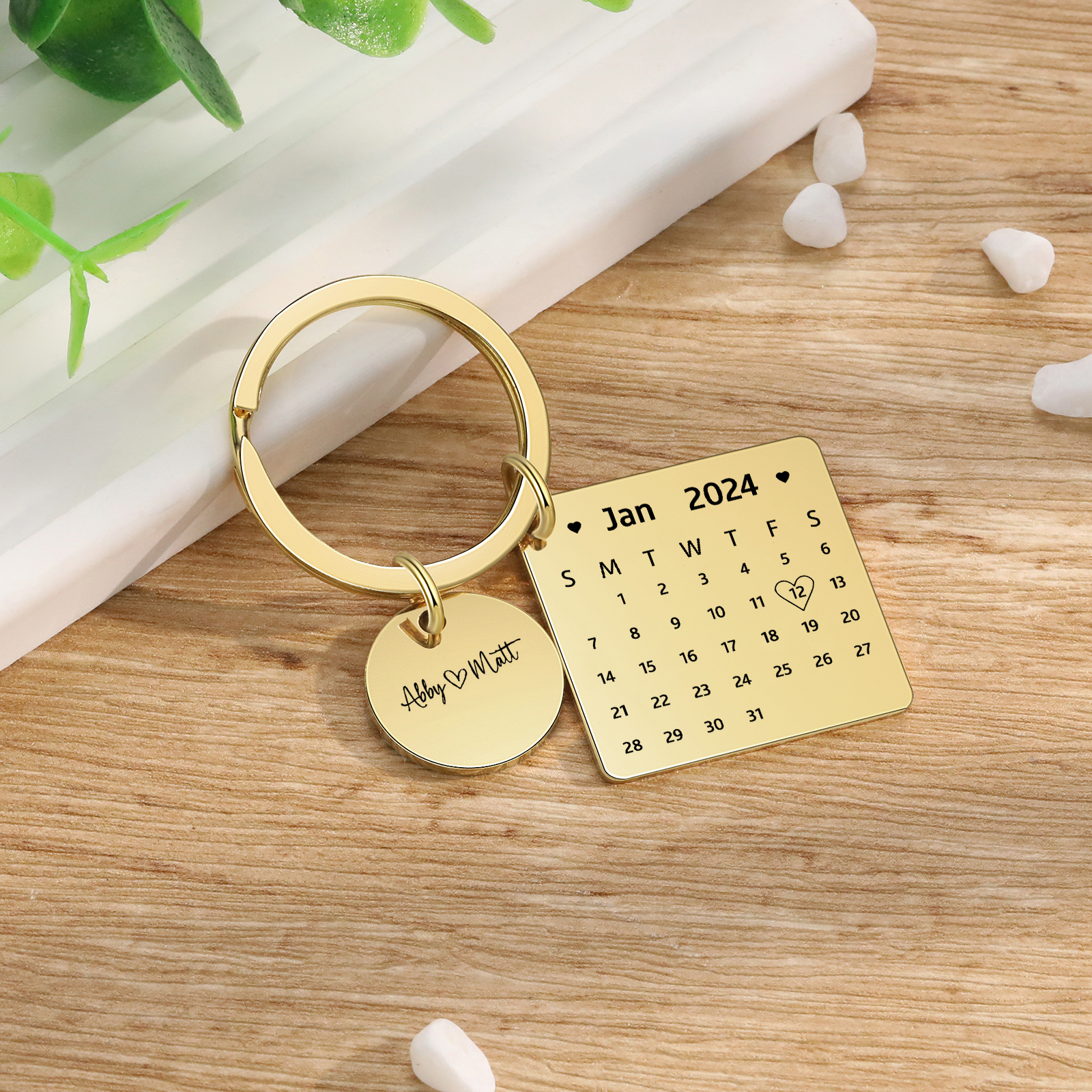 Personalised Calendar Keychain Custom Date & Text Keyring Gifts for Couple | Jessammade-Jessemade AU