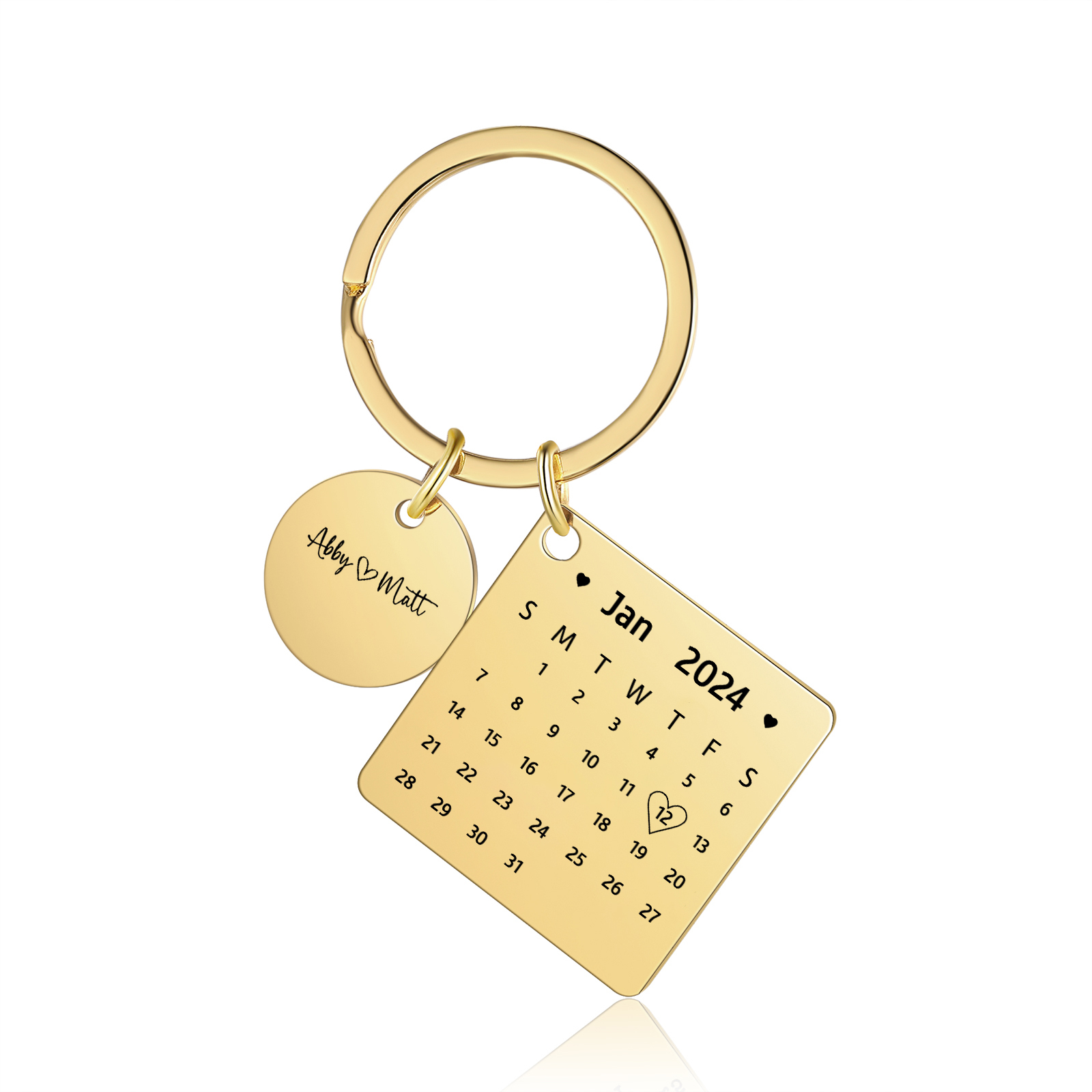 Personalised Calendar Keychain Custom Date & Text Keyring Gifts for Couple | Jessammade-Jessemade AU
