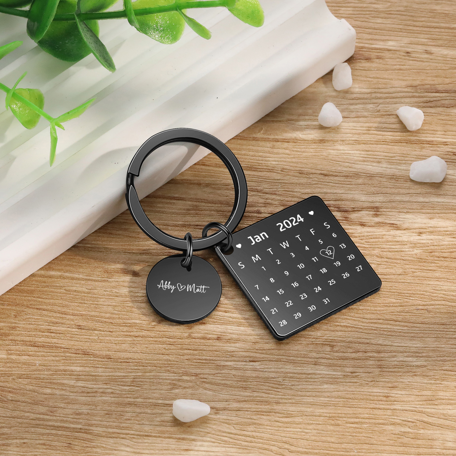 Personalised Calendar Keychain Custom Date & Text Keyring Gifts for Couple | Jessammade-Jessemade AU