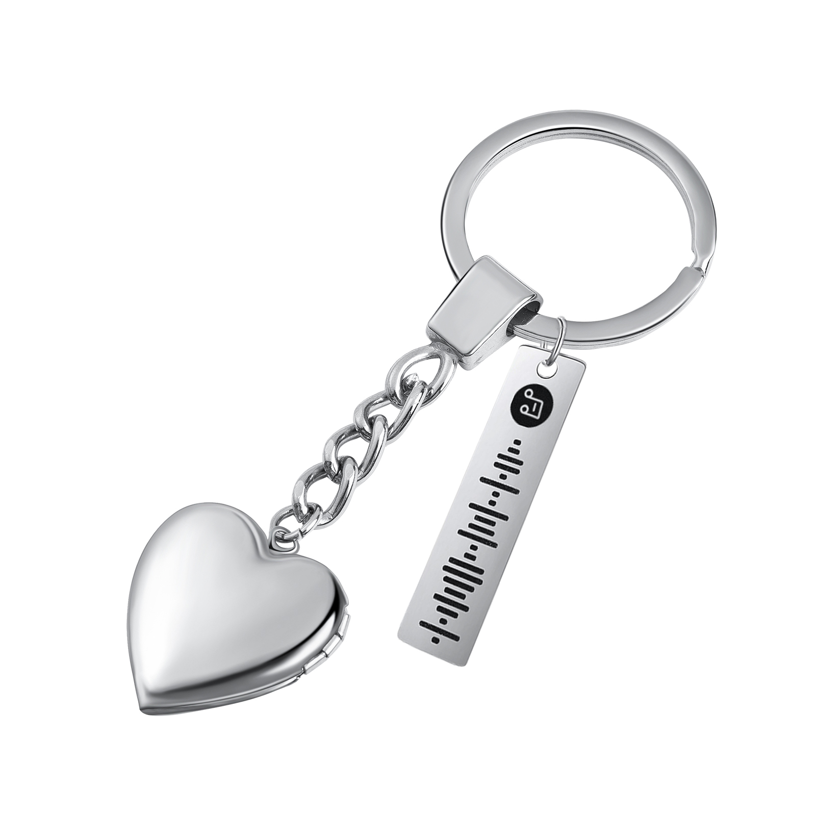 Personalised 2 Photos & Spotify Code Keychain Custom Music Keyring Silver Gifts for Him/Her-Jessemade AU