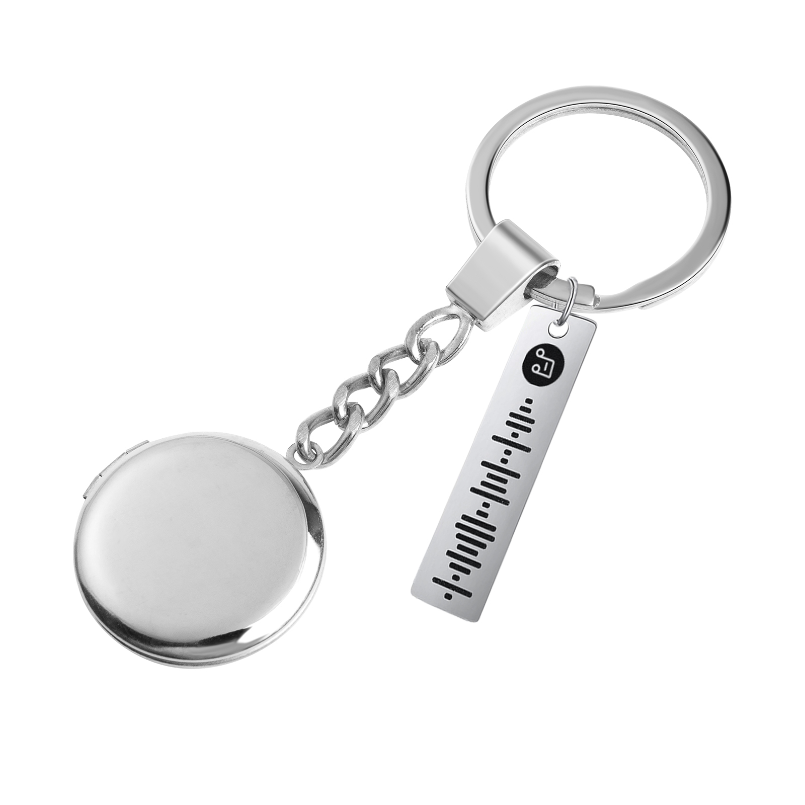 Personalised 2 Photos & Spotify Code Keychain Custom Music Keyring Silver Gifts for Him/Her-Jessemade AU
