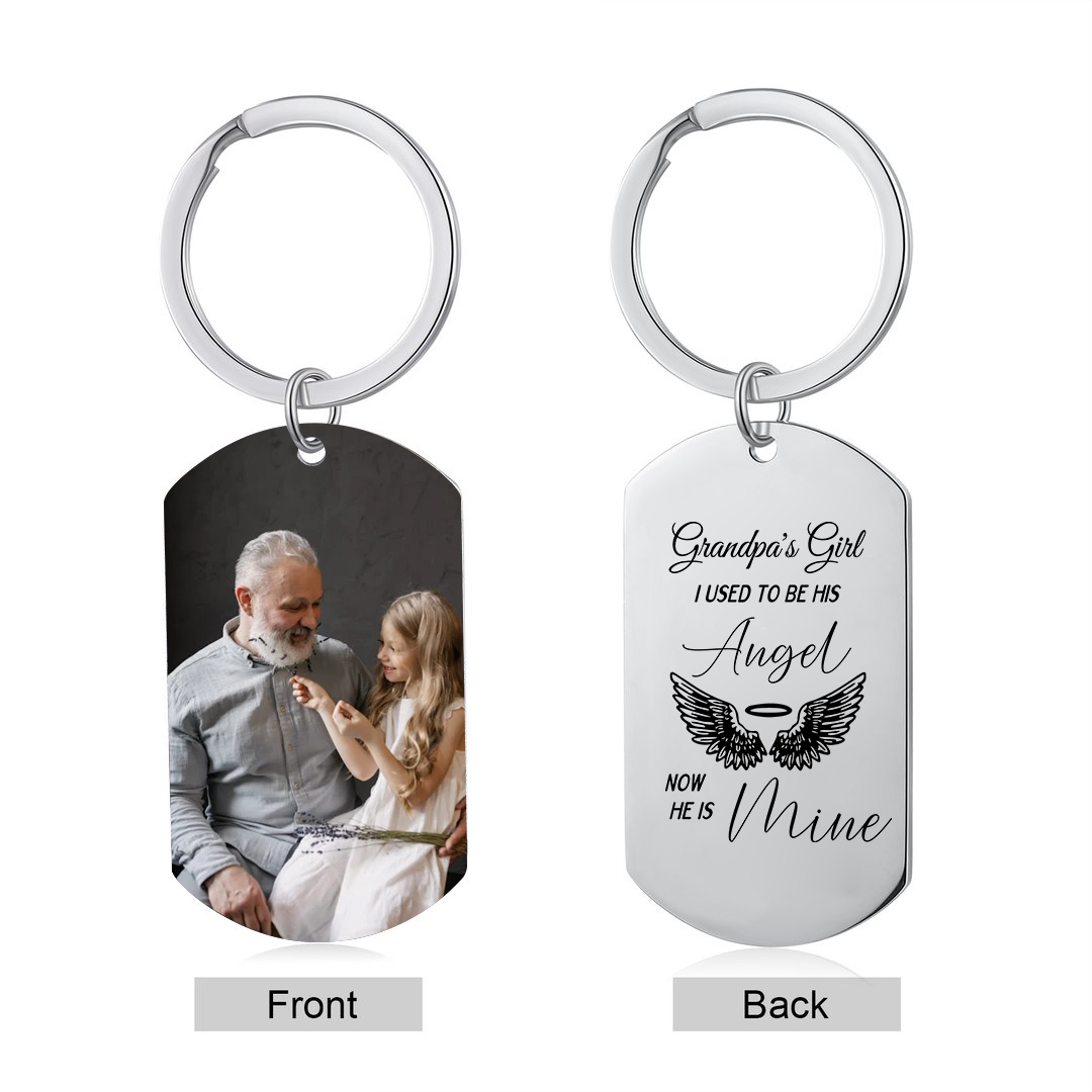 Personalised Memorial Keychain Custom Photo & Text Keyring Gifts for Him/Her - I Used To Be Her Angel Now She Is Mine-Jessemade AU