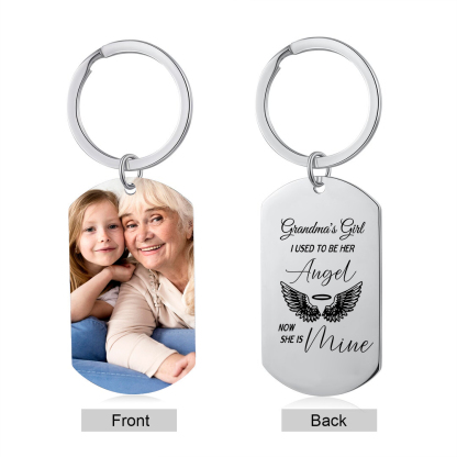 Personalised Memorial Keychain Custom Photo & Text Keyring Gifts for Him/Her - I Used To Be Her Angel Now She Is Mine-Jessemade AU