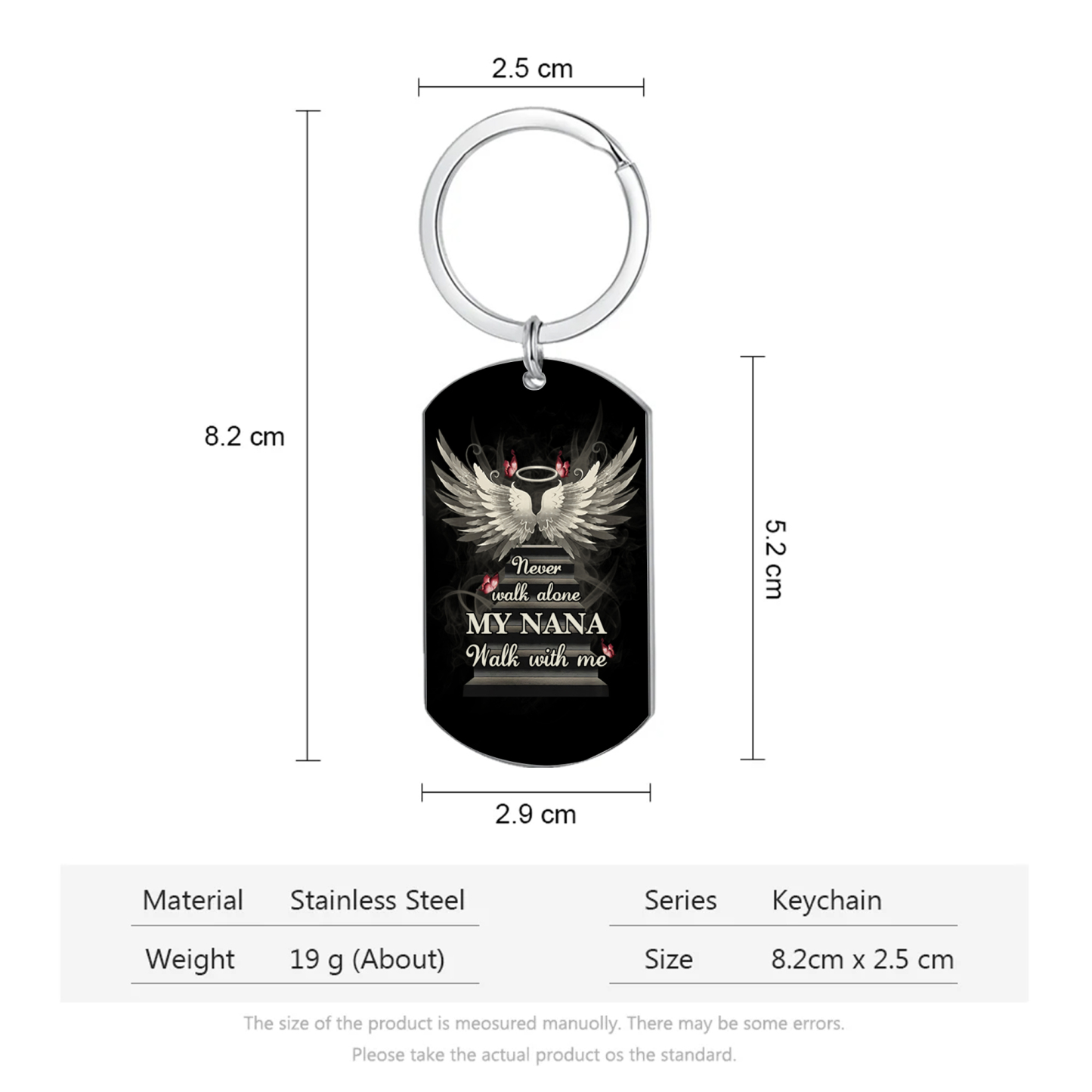 Personalised Memorial Keychain Custom Text Keyring Gifts for Him/Her - Never Walk Alone-Jessemade AU