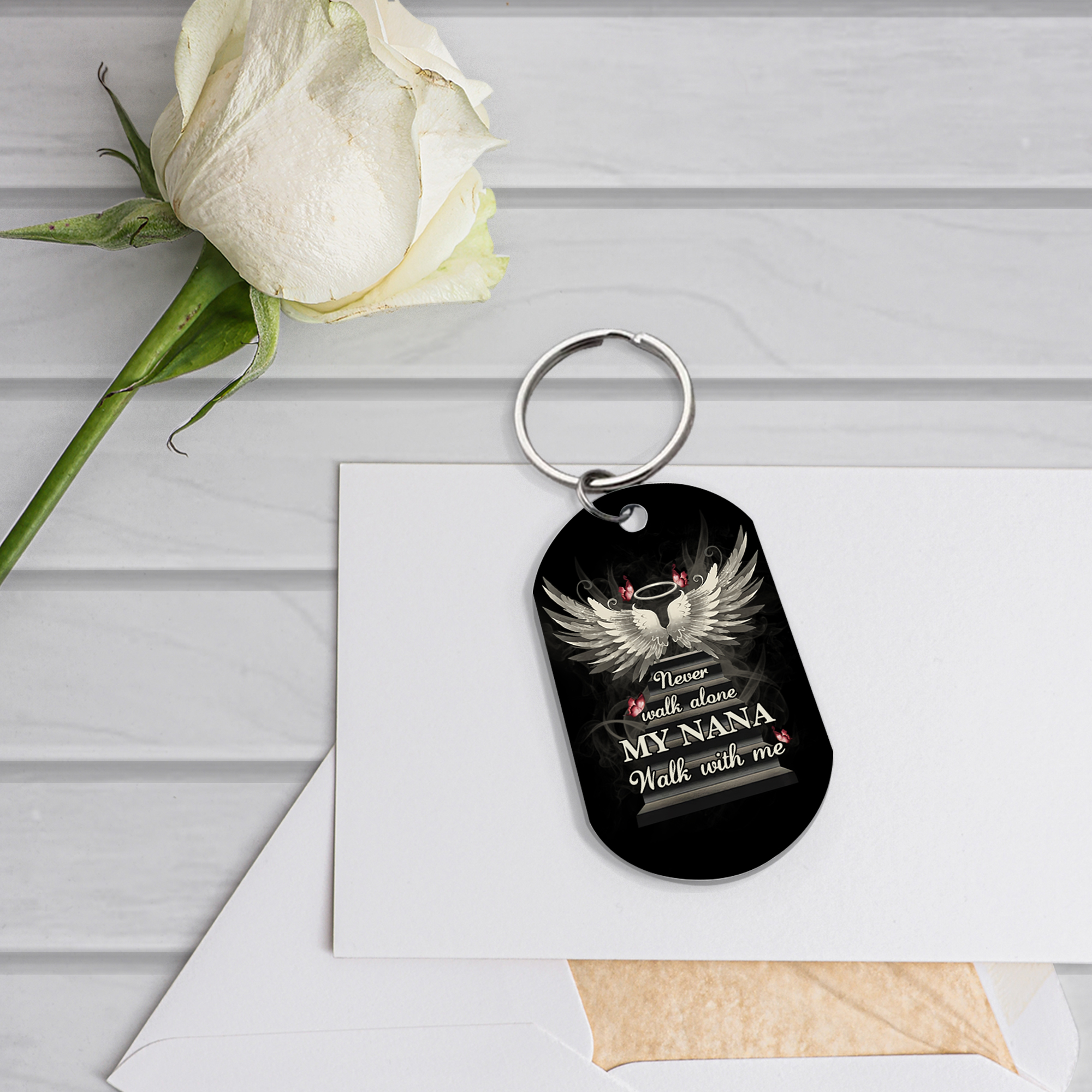 Personalised Memorial Keychain Custom Text Keyring Gifts for Him/Her - Never Walk Alone-Jessemade AU