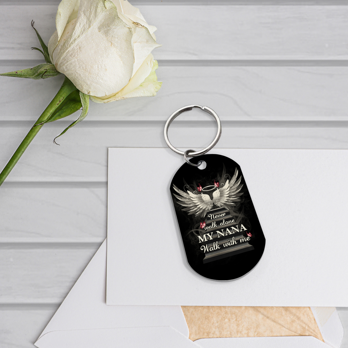 Personalised Memorial Keychain Custom Text Keyring Gifts for Him/Her - Never Walk Alone-Jessemade AU