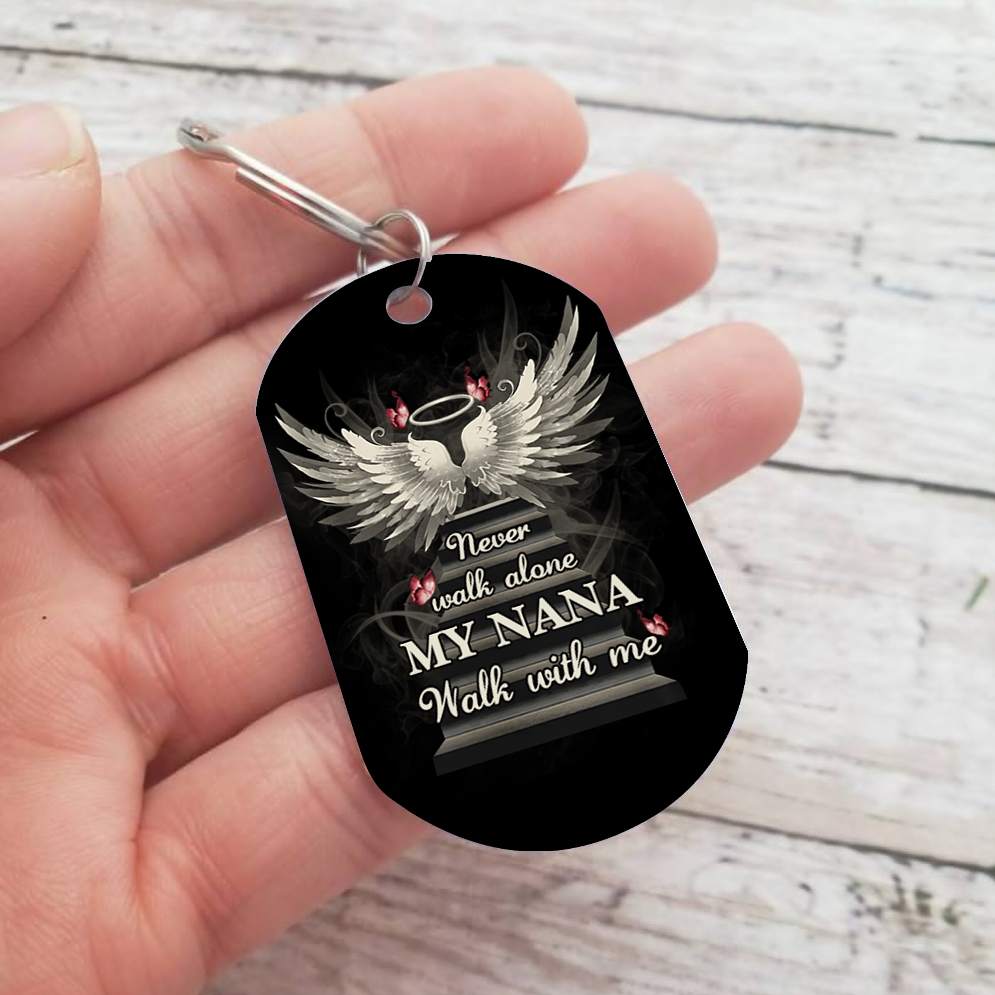 Personalised Memorial Keychain Custom Text Keyring Gifts for Him/Her - Never Walk Alone-Jessemade AU