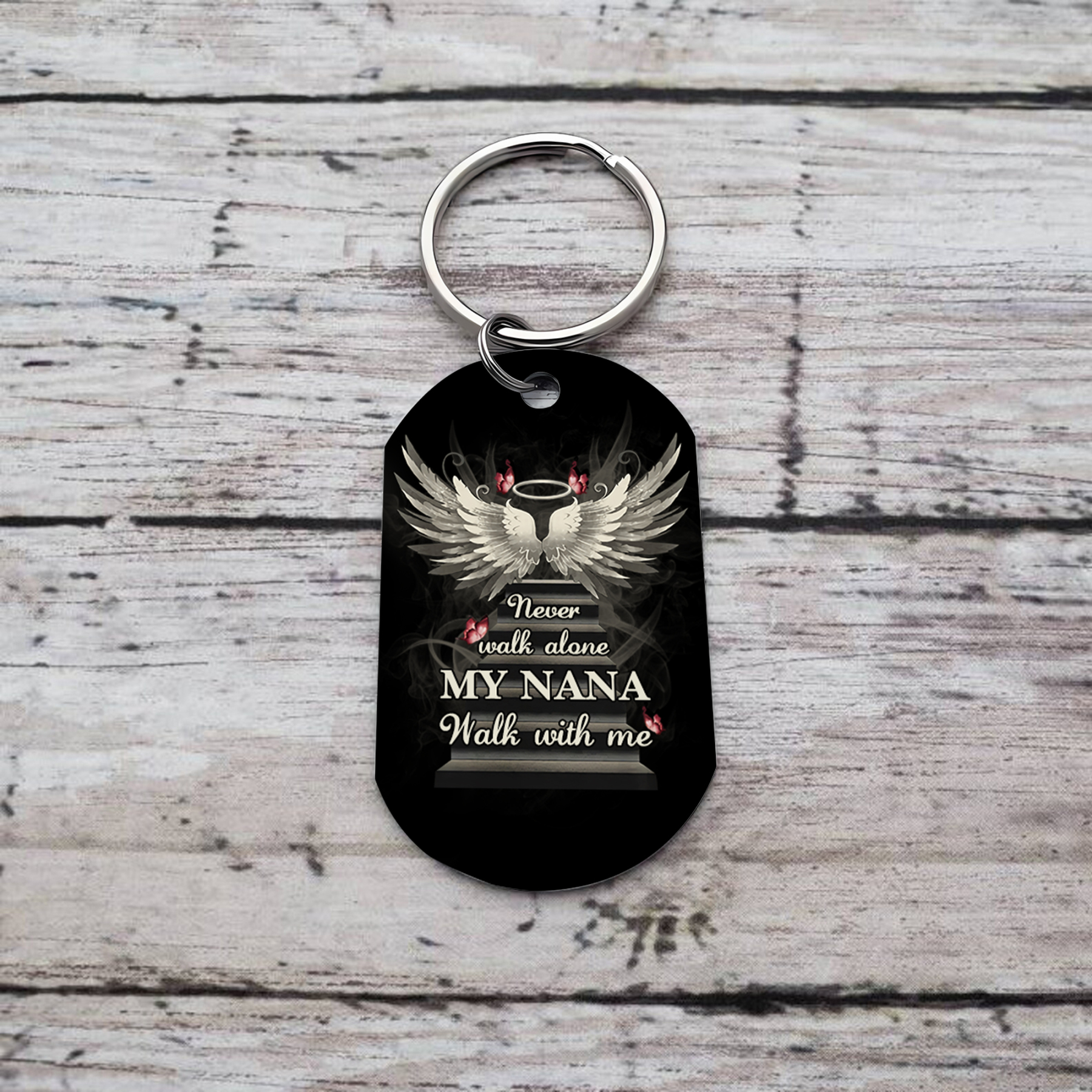 Personalised Memorial Keychain Custom Text Keyring Gifts for Him/Her - Never Walk Alone-Jessemade AU