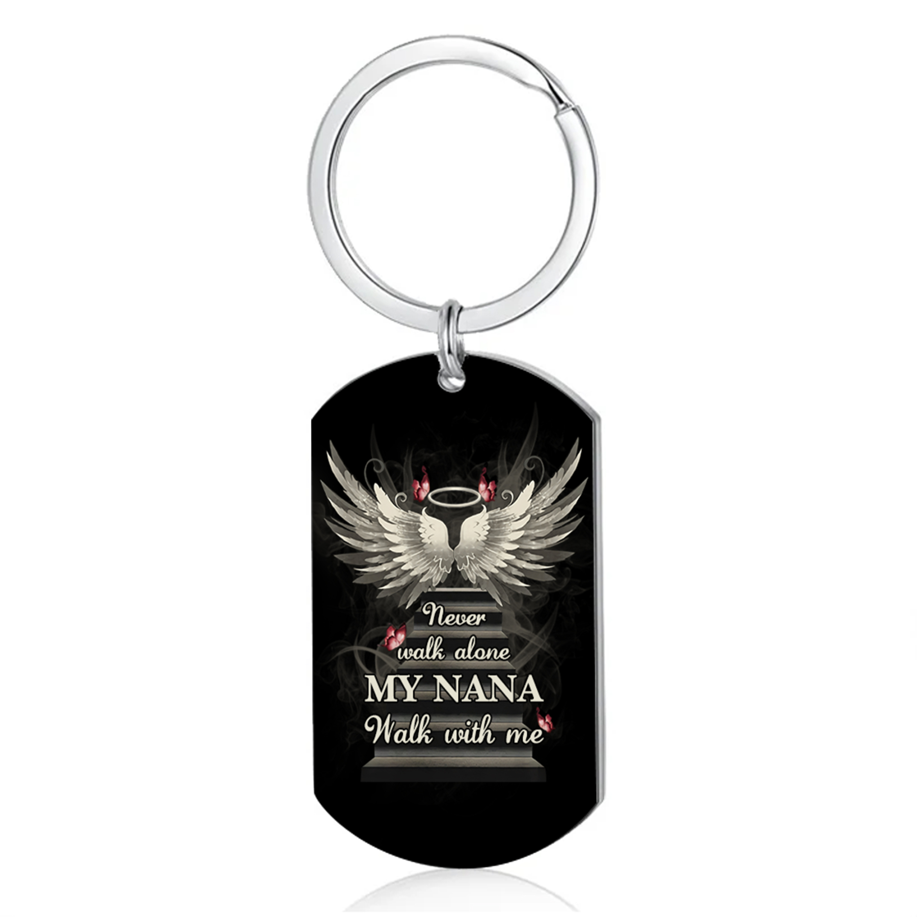 Personalised Memorial Keychain Custom Text Keyring Gifts for Him/Her - Never Walk Alone-Jessemade AU