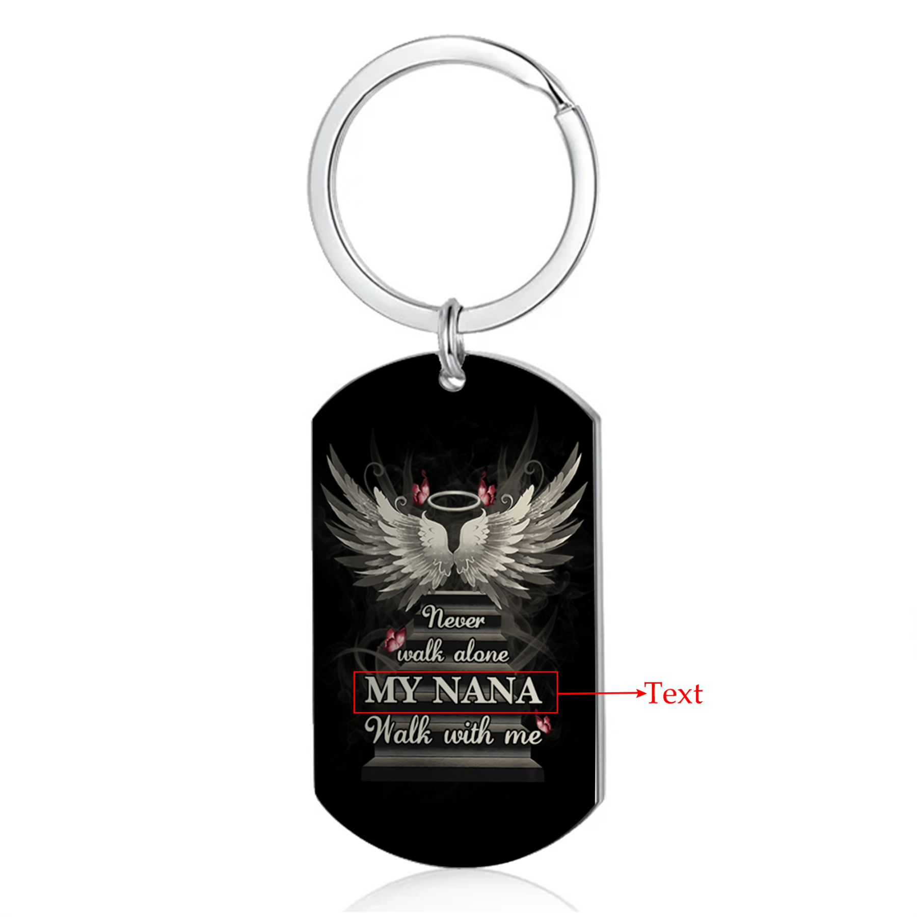 Personalised Memorial Keychain Custom Text Keyring Gifts for Him/Her - Never Walk Alone-Jessemade AU