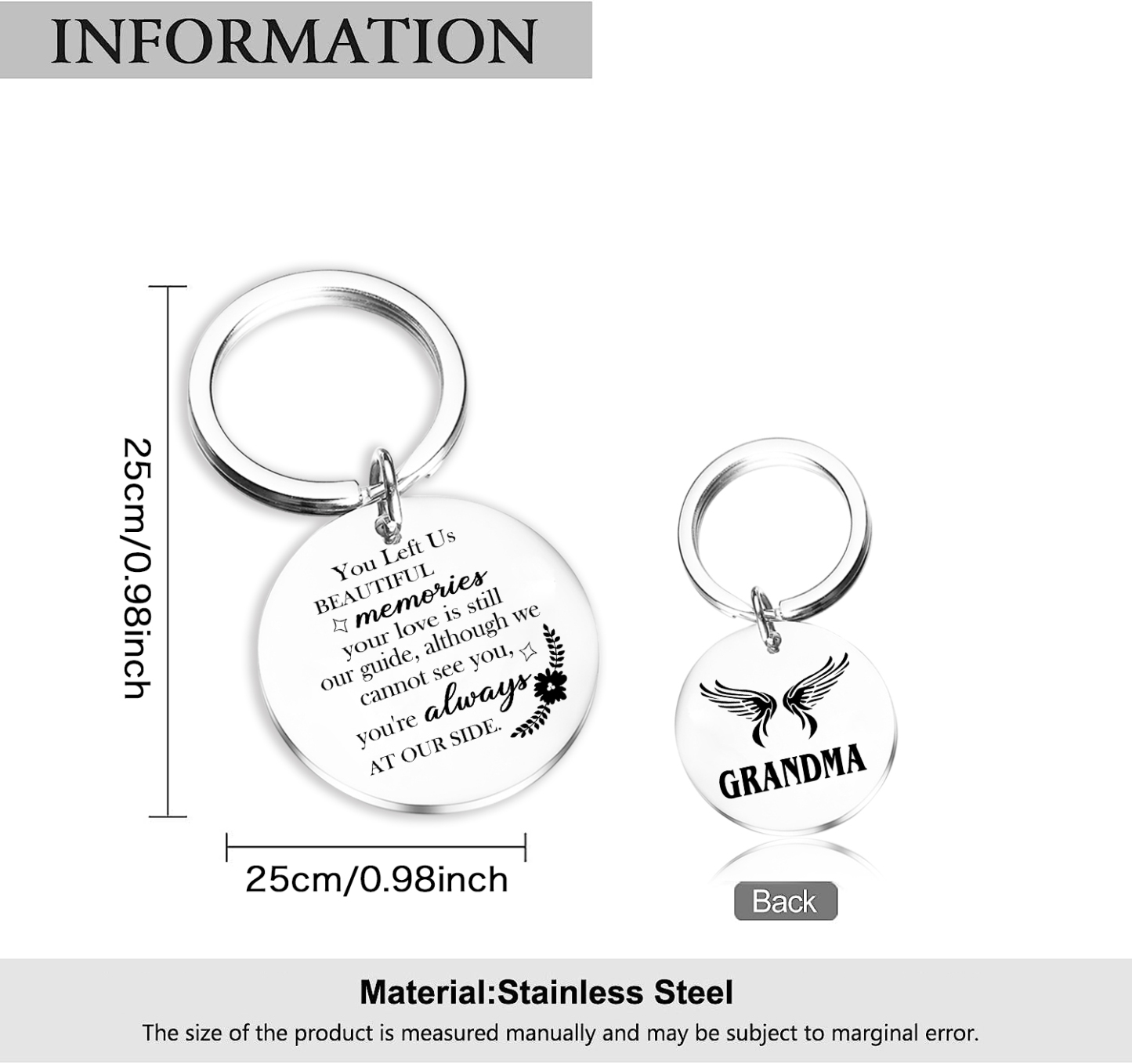 Personalised Memorial Keychain Custom Name Keyring Gifts for Him/Her - You Left Us Beautiful Memories Your Love Is Still Our Guide-Jessemade AU