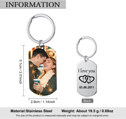 Personalised Couple Keychain with Custom Photo Initials & Date A Unique Gift of Love-Jessemade AU