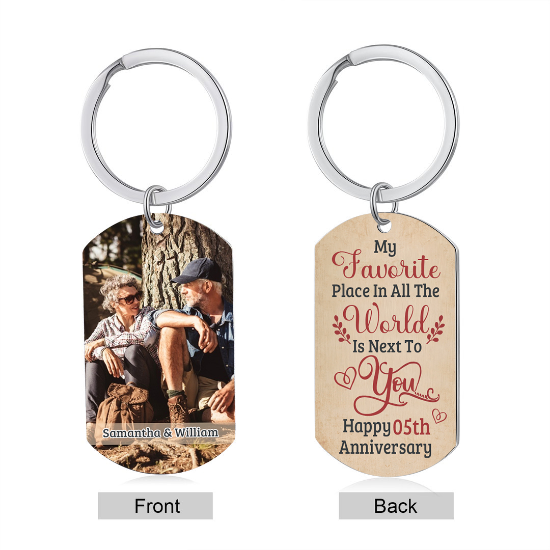 Personalised Couple Keychain with Photo and Names A Heartfelt Gift for Your Favorite Person