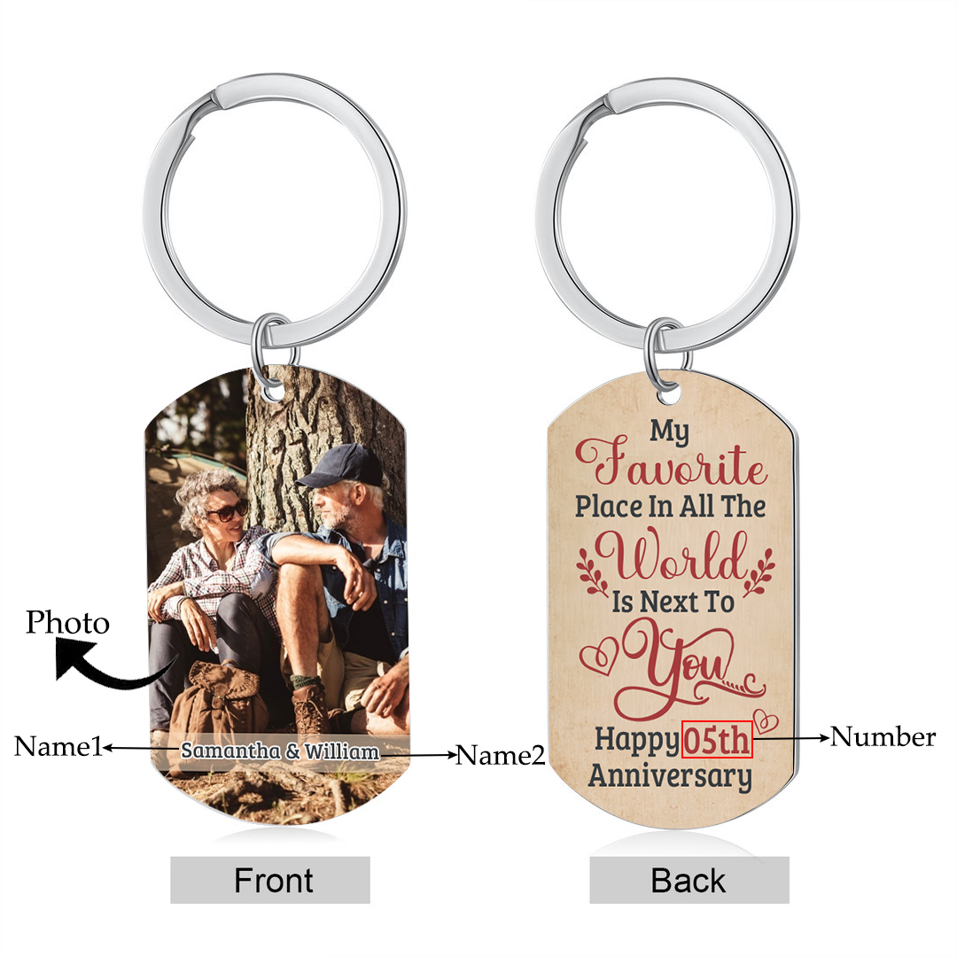 Personalised Couple Keychain with Photo and Names A Heartfelt Gift for Your Favorite Person