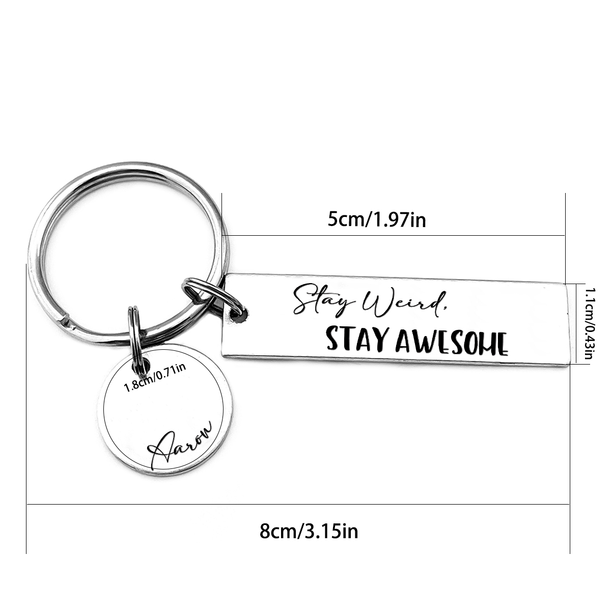 Stay Weird Stay Awesome Personalised Name Keychain Gift For Kid Teenager-Jessemade AU