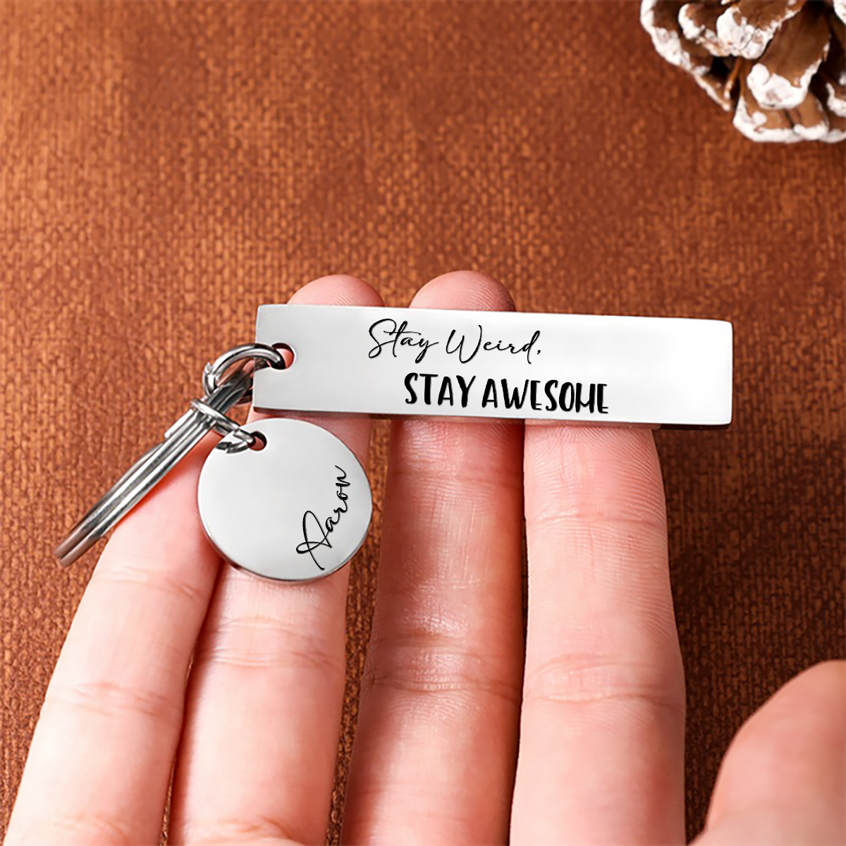Stay Weird Stay Awesome Personalised Name Keychain Gift For Kid Teenager-Jessemade AU