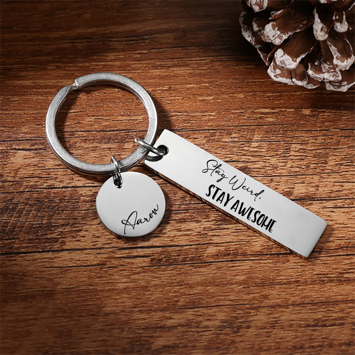 Stay Weird Stay Awesome Personalised Name Keychain Gift For Kid Teenager-Jessemade AU
