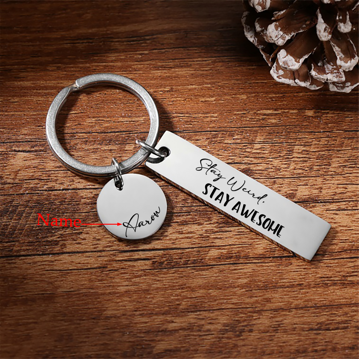 Stay Weird Stay Awesome Personalised Name Keychain Gift For Kid Teenager-Jessemade AU
